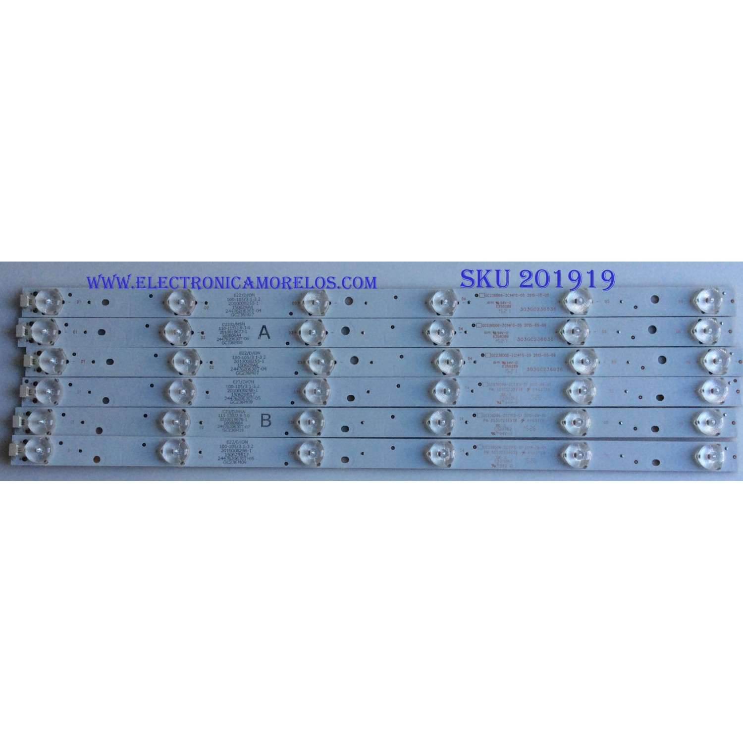 KIT DE LED'S PARA TV (6 PIEZAS) / ELEMENT / 303GC236038 / GC236D06-ZC21FG-01 / GC236D06-ZC14FG-05 / 2447620630T-04 / PANEL  BOEI236WX1 / MODELO ELEFW248 