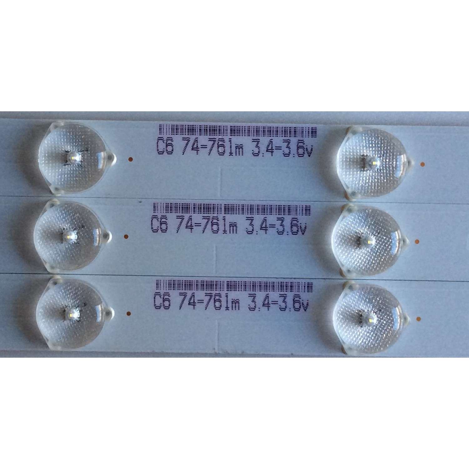 KIT DE LED'S PARA TV WESTINGHOUSE ((3 PIEZAS)) / NUMERO DE PARTE IC-A-CNCF-32D439 / T74-C6WD-S3-3-14-04-19 / C674-761M 3.4-3.6V / MODELO DWM32H1G1 TW-77701-S032M - Imagen 3