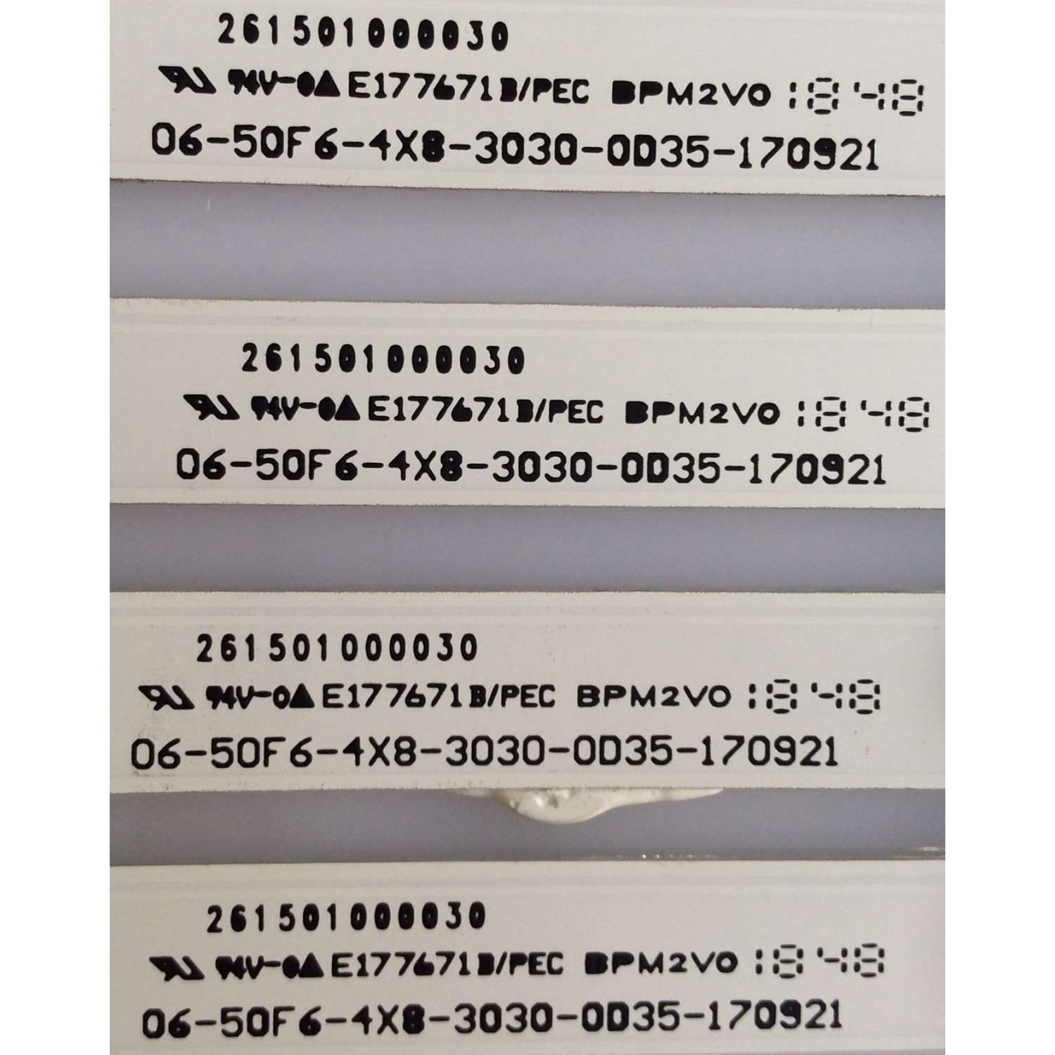 KIT DE LED´S PARA TV ( 4 PIEZAS ) / SCEPTRE / BMP2V0 / 06-50F6-4X8-3030-0D35-170921 / YF-K51M004JL8D-1001 / 261501000030 / 2301050F / MODELO H50 - Imagen 3