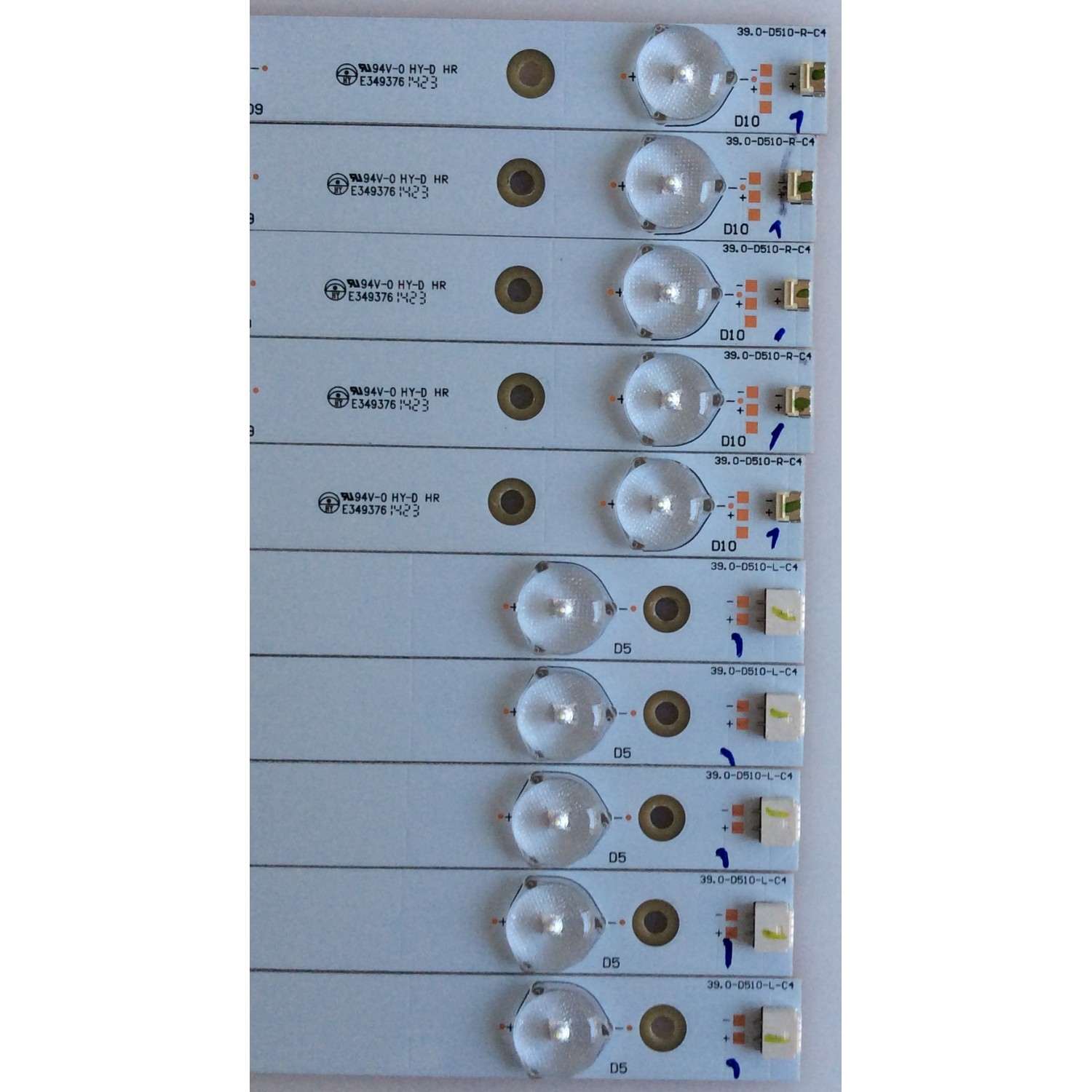KIT DE LEDS´ PARA TV ( 10 PIEZAS ) / VIZIO / 39.0-D510-L-C4 / 39.0-D510-R-C4 / EPGLB23F7D701-F46B / PANEL TPT390J1-HVN04 / MODELO E390-A1  - Imagen 3