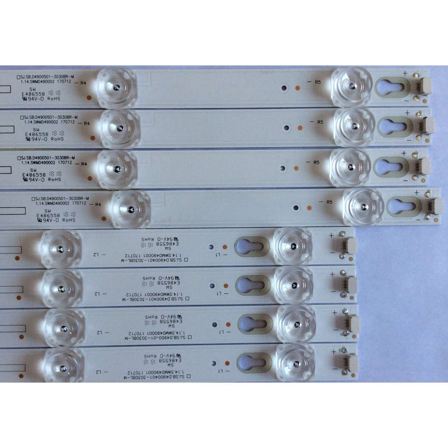 KIT DE LED'S PARA TV ( 8 PIEZAS ) / TCL / SJ-4C-LB4905-PF01J / 06NL-C8-6-SB.0490R06-13981-SL2001 / PANEL LVU485ND1L / MODELO 49S403  - Imagen 3