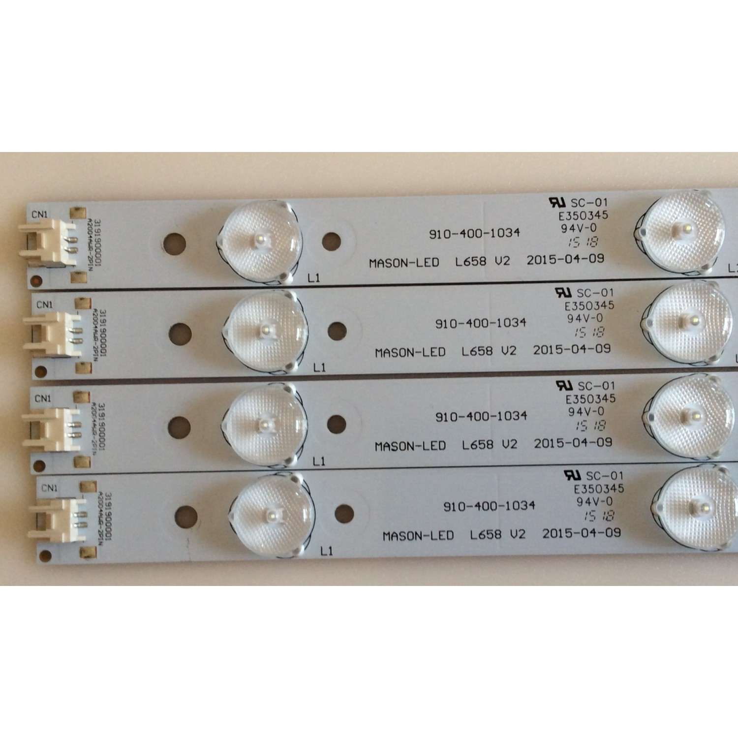KIT DE LED´S PARA TV ( 4 PIEZAS ) / ELEMENT / 910-400-1034 / MASON-LED L658 V2 / PANEL T400D3-HA24 / LS400HM09 / MODELO ELEFW408 F5G0M - Imagen 2