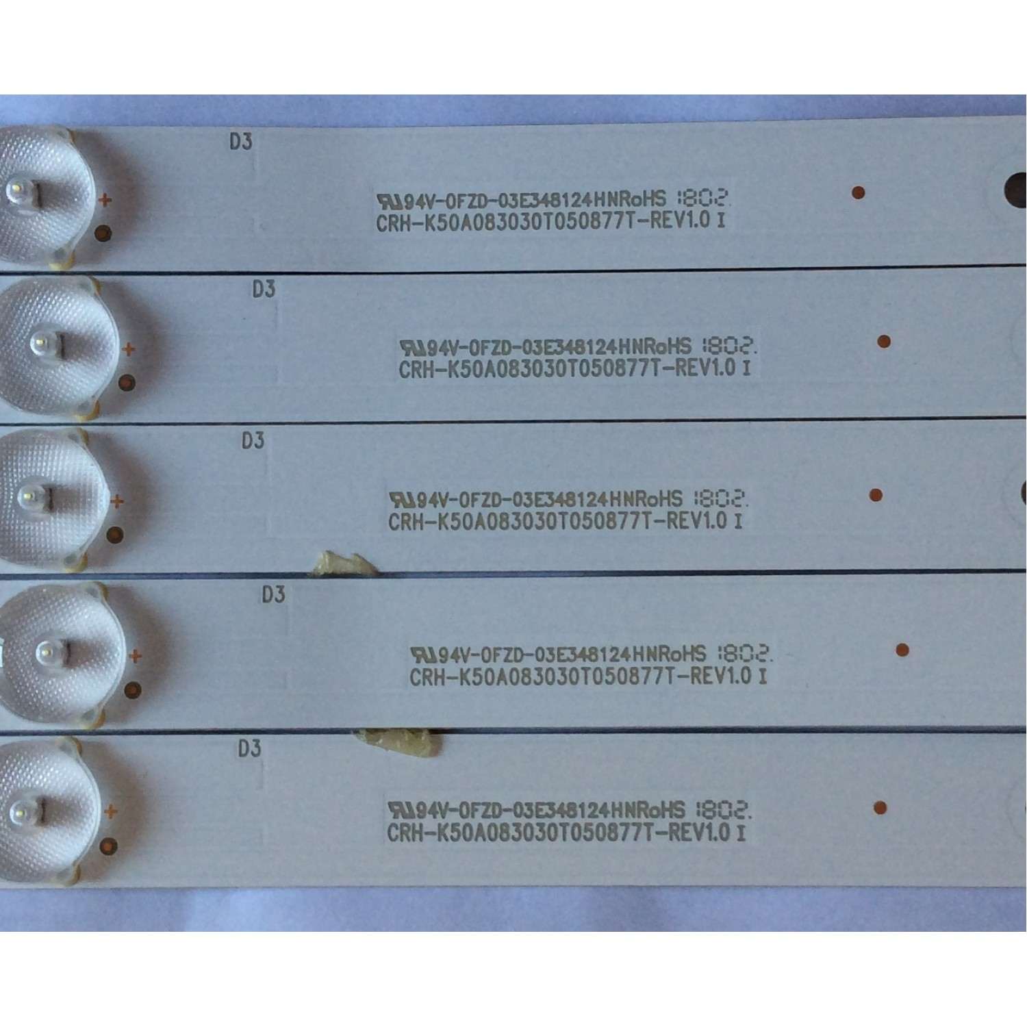 KIT DE LED'S PARA TV ( 5 PIEZAS ) / SCEPTRE / CRH-K50A083030T050877T-REV1.0 / L05Y166J52DCAF816K / 8149010650017 / 210376 / MODELO CN50GN7387 - Imagen 2