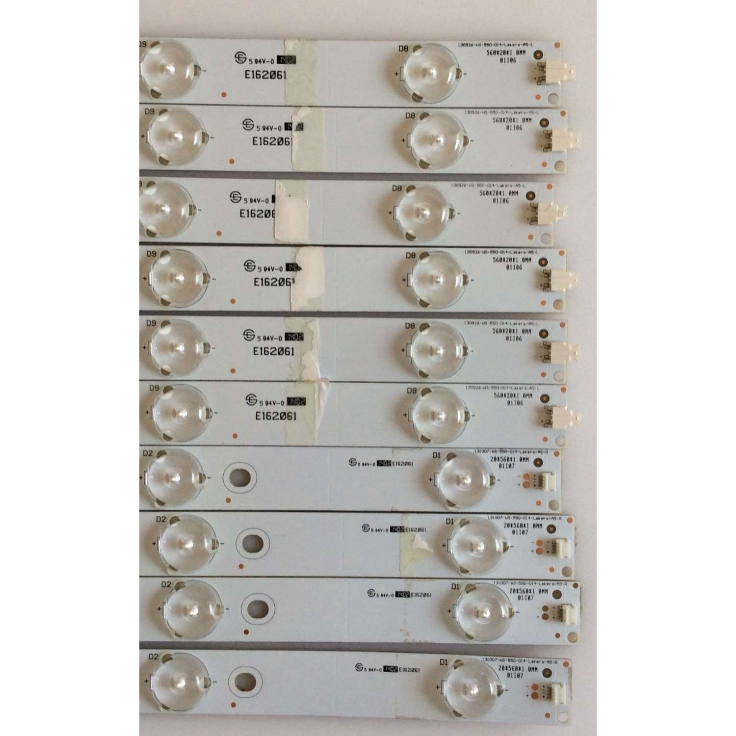 KIT DE LED'S PARA TV ( 10 PIEZAS ) / VIZIO / 130926-WS-550-014-LAKERS-A5-L / 131007-WS-550-014-LAKERS-A5-R / E162061 / 5638005B71G / MODELO E550I-B2 / NOTA IMPORTANTE : KIT CUENTA ORIGINALMENTE 12PIEZAS ((INCOMPLETO 10 PIEZAS)) - Imagen 2