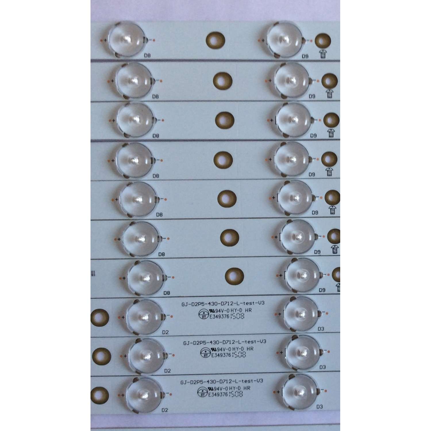KIT DE LED'S PARA TV / VIZIO / GJ-D2P5-430-D712-L-TEST-V3 / E349376 / U-EHLC67U4 / PANEL TPT430H3-QVN01.U REV: S000A / MODELO M43-C1 / NOTA IMPORTANTE : KIT CUENTA ORIGINALMENTE 14 PIEZAS ((INCOMPLETO 10 PIEZAS)) - Imagen 2