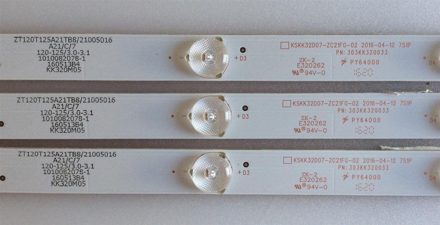 KIT DE LED´S PARA TV ( 3 PIEZAS ) / WESTINGHOUSE / 303KK320033 / KSKKD07-ZC21FG-02 / PANEL MD3232YTBH / MODELO WD32FB2530 - Imagen 2