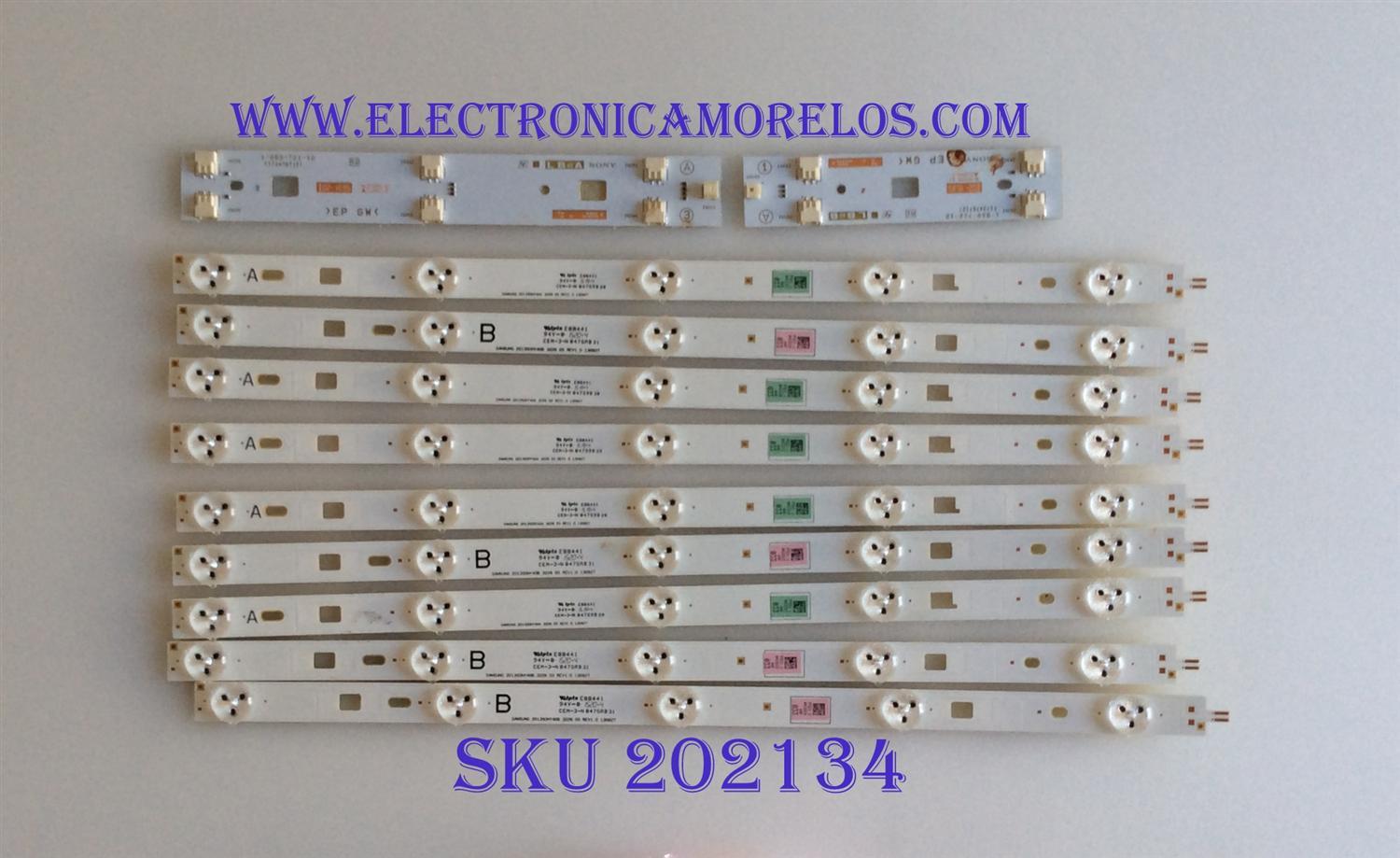 KIT DE LED'S PARA TV /  SONY / SAMSUNG 2013SONY40B 3228 05 REV1.0 130927 / CEM-3-N 047 / PANEL NS4F400DND01 / MODELO KDL-40W600B / NOTA IMPORTANTE : KIT CUENTA ORIGINALMENTE 10 PIEZAS ((INCOMPLETO 9  PIEZAS))        