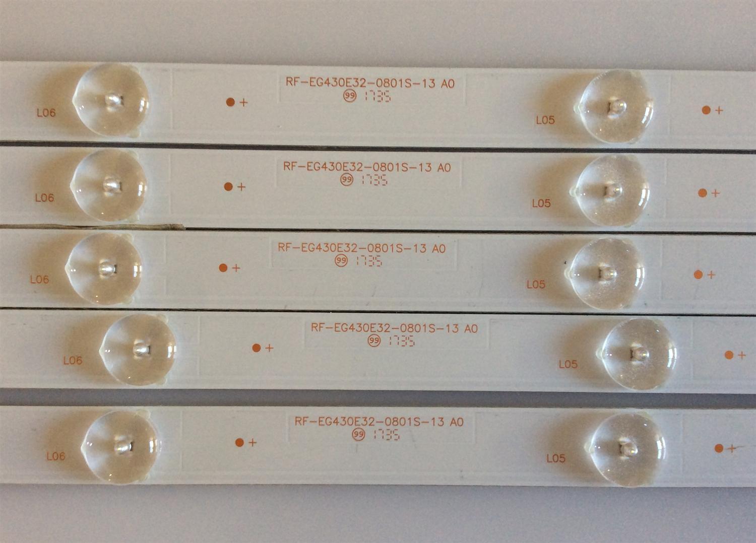 KIT DE LED´S PARA TV ( 5 PIEZAS ) / LG / 344761000018000 /RF-EG430E32-0801S-13 A0 / 2790643 R7926 2151 200 / PANEL BOEI430WU1 / MODELO 43LJ500M-UB - Imagen 2