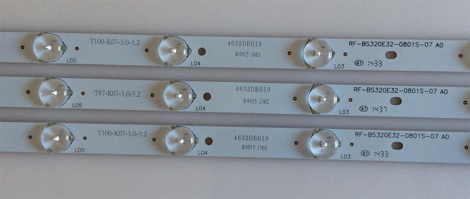 KIT DE LED'S PARA TV (3 PIEZAS) / RF-BS320E32-0801S-07 / T100-K07-3.0-3.2 / 4632DB019 / PANEL HV320FHB-N00 / MODELO LED32YC1600UA - Imagen 2