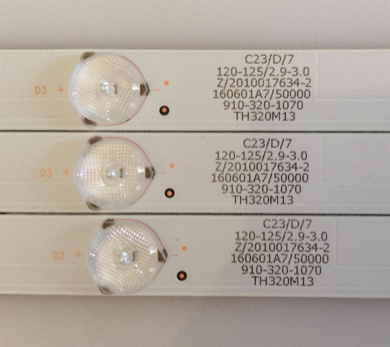 KIT DE LED'S PARA TV ( 3 PIEZAS ) / 303TH320050 / TFGJ32D07-ZC21FG-11 / PANEL T320-DXB-DLED / MODELO 32''  - Imagen 3