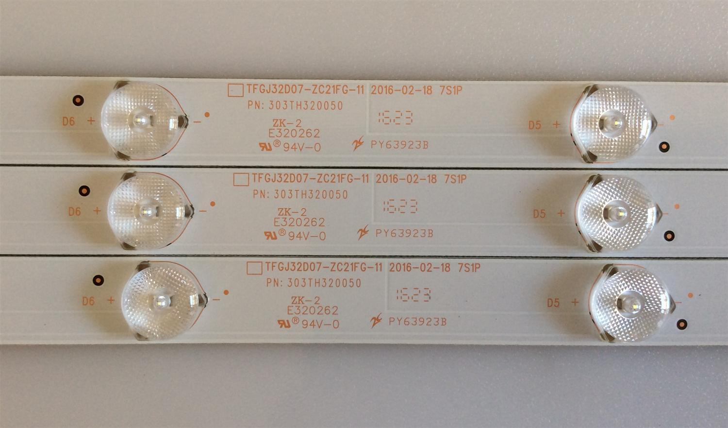 KIT DE LED'S PARA TV ( 3 PIEZAS ) / 303TH320050 / TFGJ32D07-ZC21FG-11 / PANEL T320-DXB-DLED / MODELO 32''  - Imagen 2