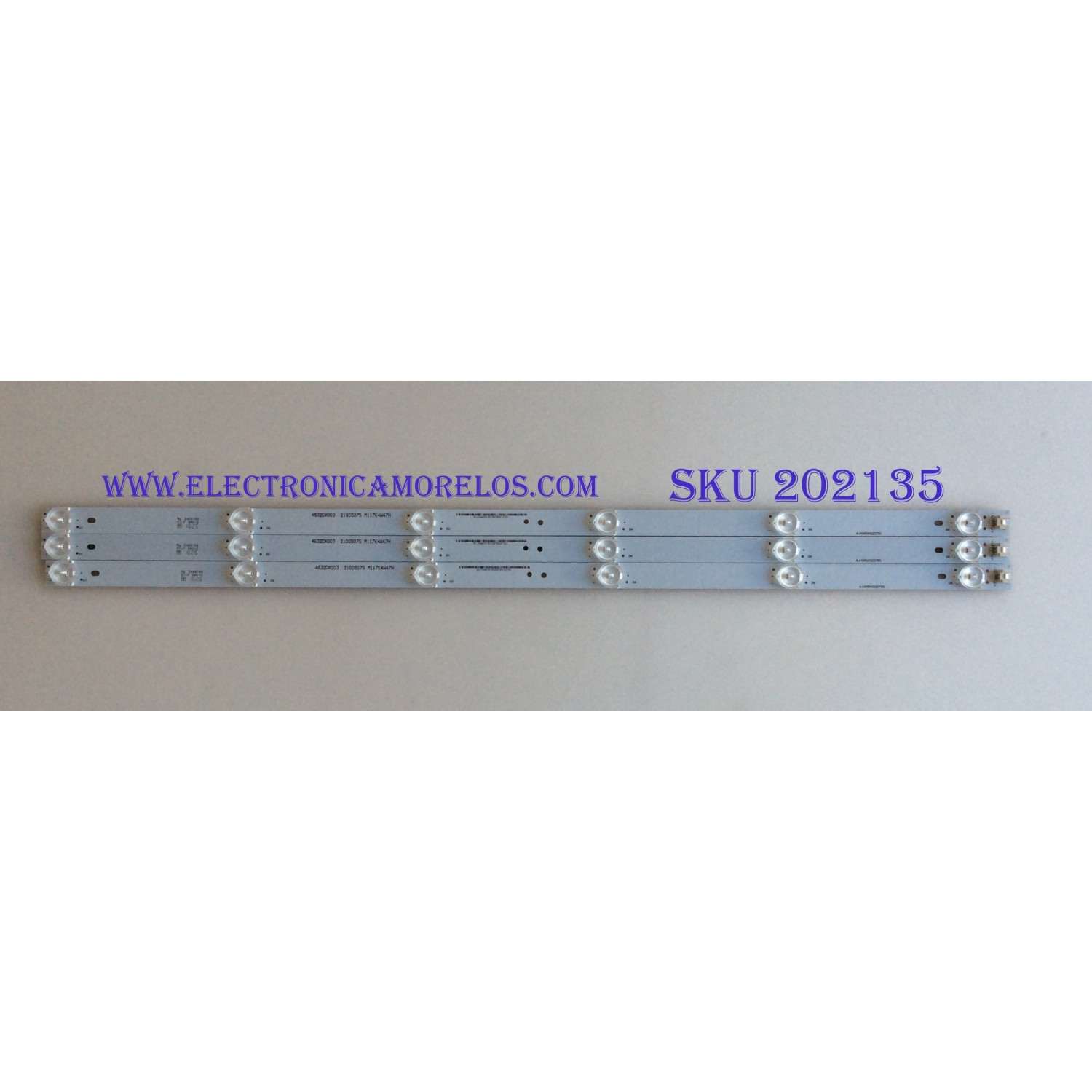 KIT DE LED'S PARA TV ELEMENT ((3 PIEZAS)) / NUMERO DE PARTE A-HWBW32D793 / 4632DX013 / 21005347 / M120K3W50H / MODELOS ELEFW328 / ELST3216H H6B4M / ELST3216H H6E0M / ELST3216H J6E1M / ELST3216H H6E2M / ELST3216H J6E2M / ELST3216H J6G2M