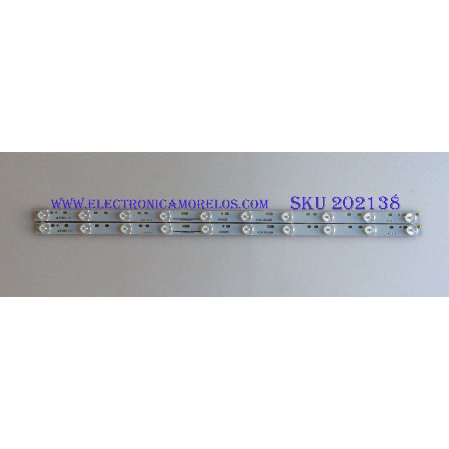 KIT DE LED'S PARA TV QUASAR / SCEPTRE (2 PIEZAS) / NUMERO DE PARTE 5.08.320210B / D127-E-C / Y5D025 / PANEL CN32HB / CN32HB735 / MODELOS SQ3200 / X325BV-FMDR / X325BV-FMQC