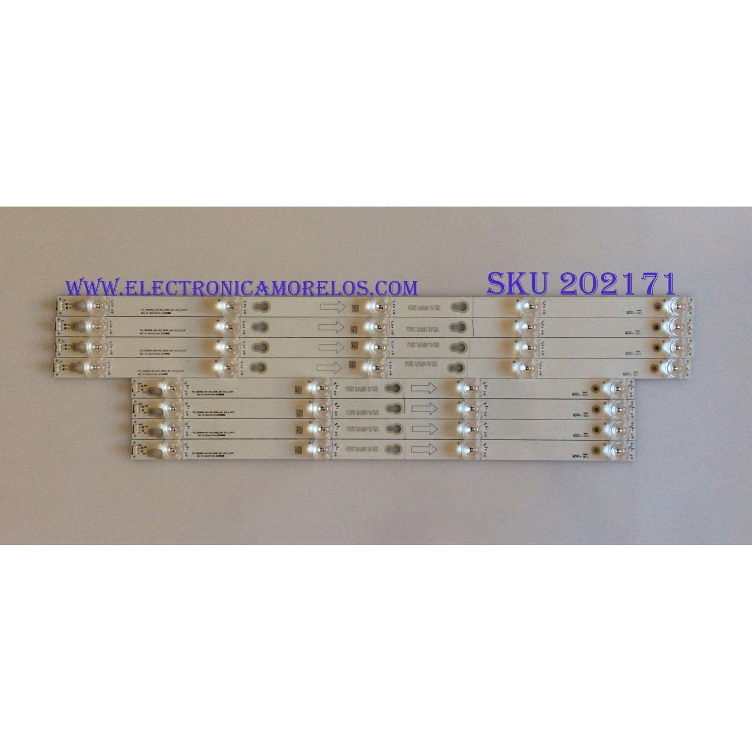 KIT DE LEDS PARA TV VIZIO (8 PZ) / NUMERO DE PARTE LBM500M0702-ABF-3(HF)(O) / 210BZ14D0B339CL00E / 21317 160726 C003 / 160729 / 160728 / 160725 / 160750 / 160727 / 160751 / PANEL TPT500WR-U3T03.DJ REV:S01U / MODELO M50Q7-J01 LTYHG7KX