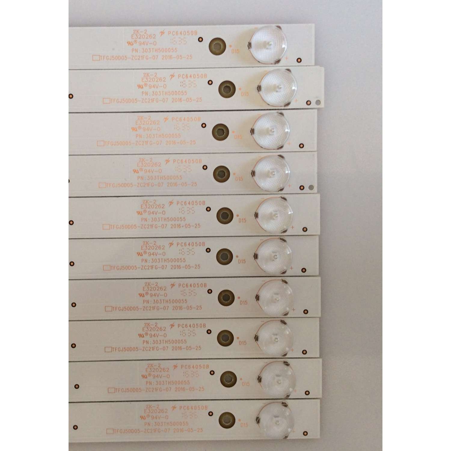 KIT DE LED'S PARA TV ELEMENT ((10 PIEZAS)) / NUMERO DE PARTE TFGJ50D05-ZC21FG-07 / 303TH500055 / PANEL V500HJ1-PE8 REV.C7 / MODELOS ELEFT506 P6C0M  / ELEFW5016 - Imagen 2