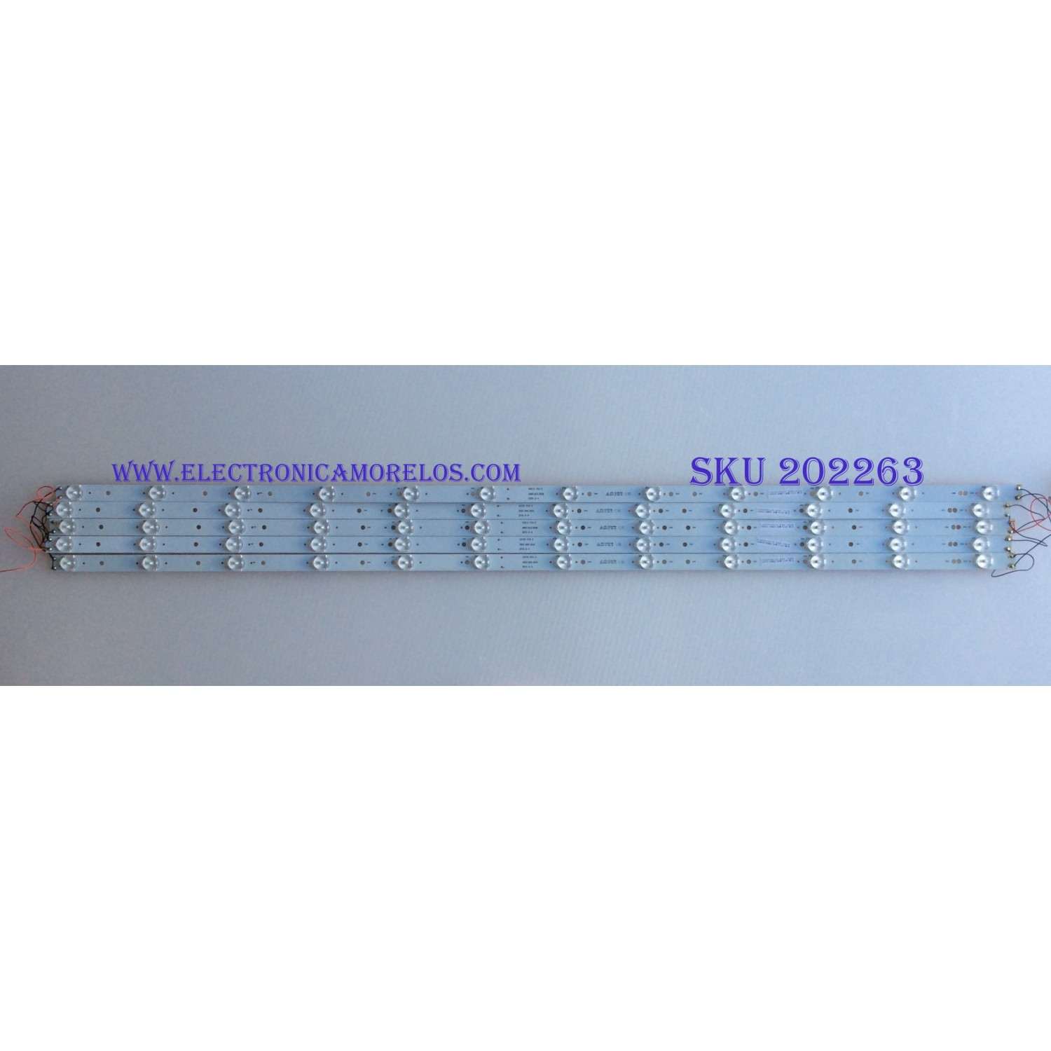 KIT DE LED´S PARA TV ( 5 PIEZAS ) / WESTINGHOUSE / 50512-TS2-E / GKB7.820.3826 / LTE50343/5.948.3028 / PANEL V500HJ1-PE8 REV. C1 / MODELO DWM50F3G1 TW-77541-C050B / DWM50F3G1 TW-77581-A050E / DWM50F3G1 TW-77601-A050F / DWM50F3G1 TW-77571-A050F