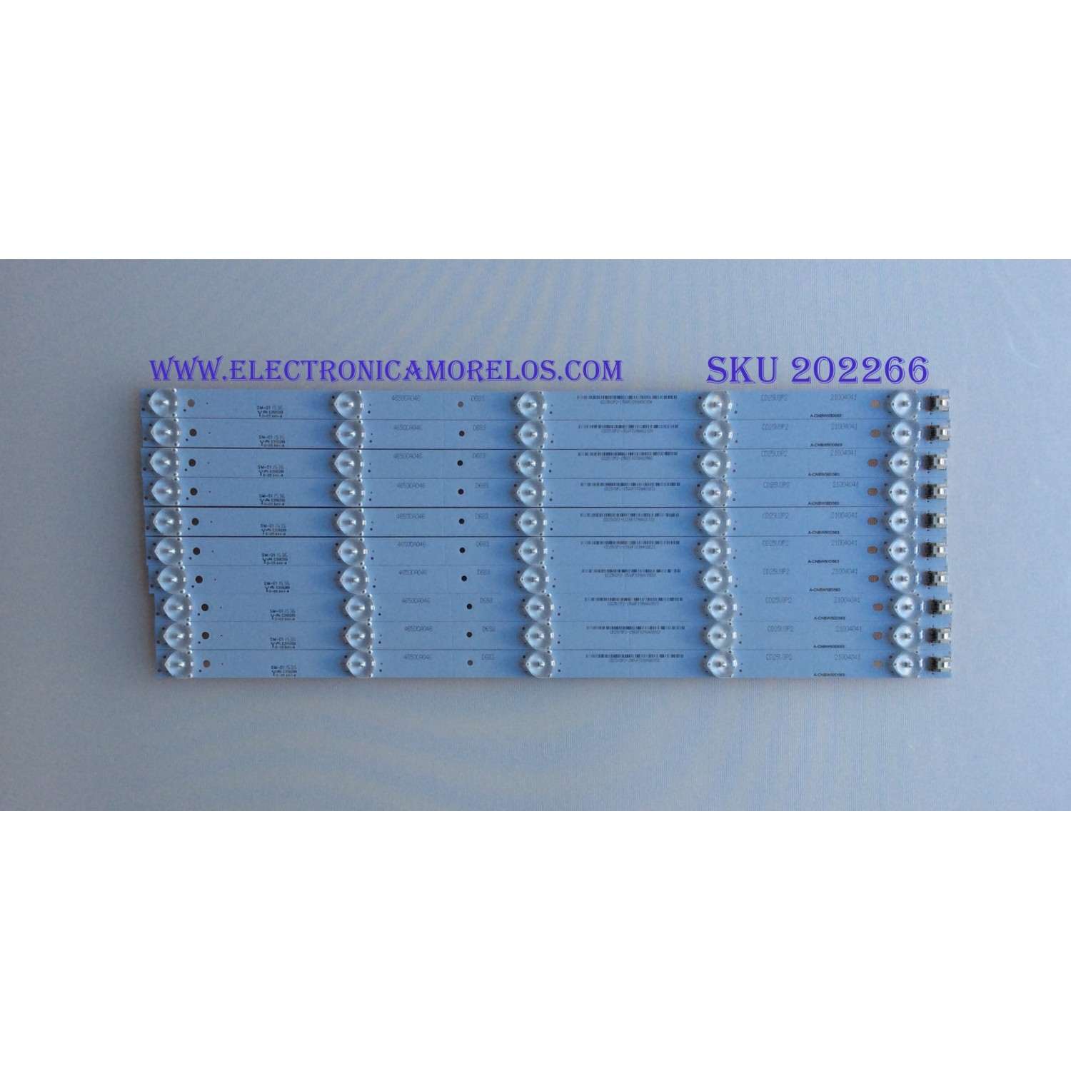 KIT DE LED'S PARA TV (10 PIEZAS) / ELEMENT / A-CNBW50D563 / 4650CA046 / 21004041 / CD25V3P2 / PANEL'S YC+4650CA046 / YC+4650CA025 / YC+4650CA026 / T500HVN07.1 / MODELO ELEFW505 / SE50FR