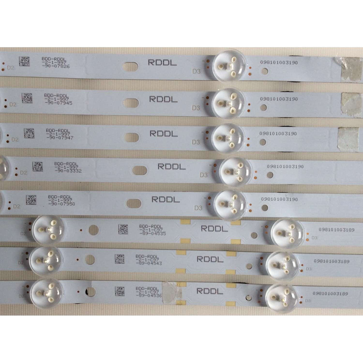 KIT DE LED'S VIZIO ((INCOMPLETO SOLO 8 PIEZAS)) / NUMERO DE PARTE IC-A-VZAA55D829 / IC-A-VZAA55D829A / IC-A-VZAA55D829B / 098101003189 / 098101003190 / PANEL LSC550FN11 / MODELO D55-E0 LAUSVPAT / NOTA IMPORTANTE:KIT CONSTA DE 10 PIEZAS EN TOTAL - Imagen 3