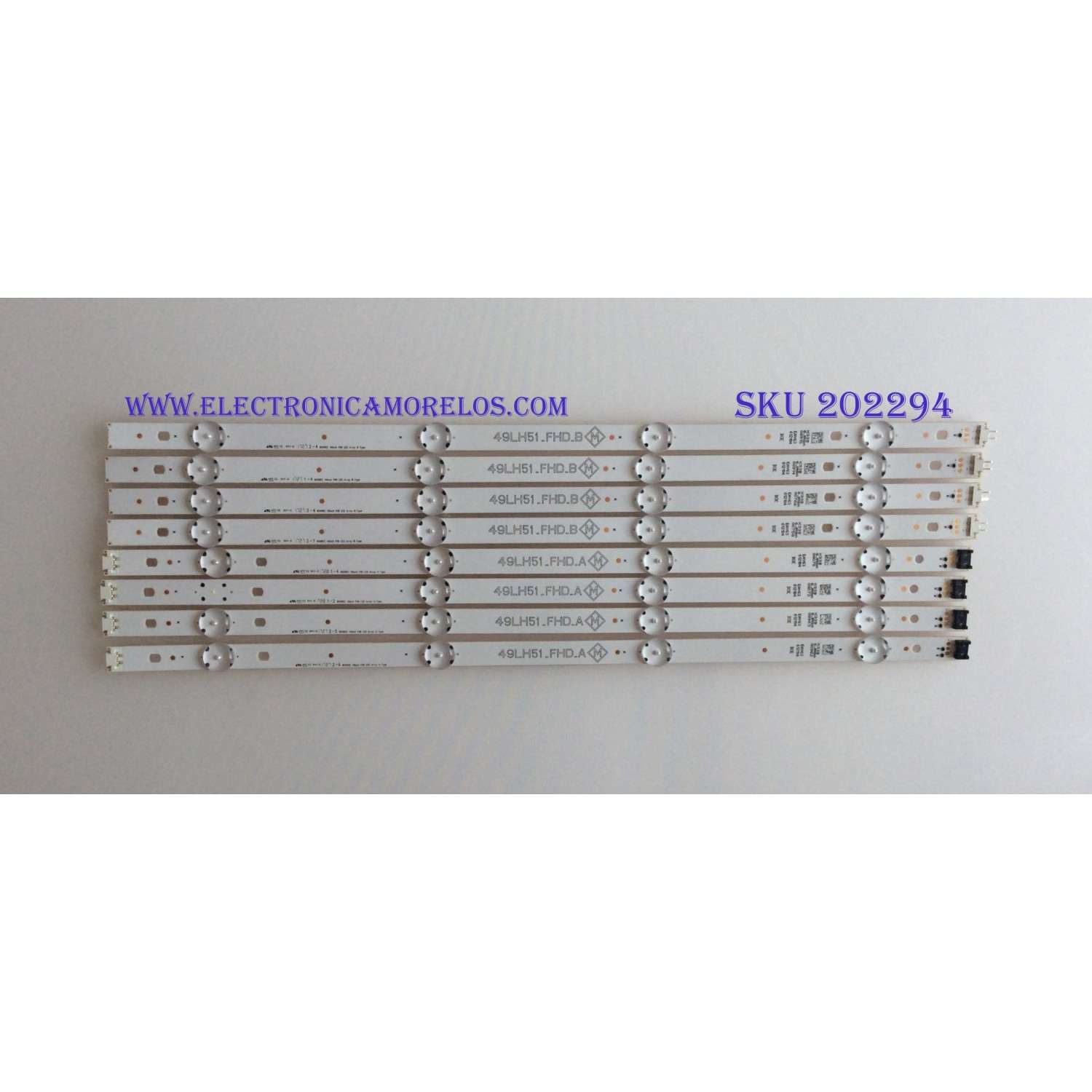 KIT DE LED'S PARA TV (8 PIEZAS) / EAV63612104 / 49LH51_FHD_A / PANEL NC490DUE / MODELO 49LJ510M-UB