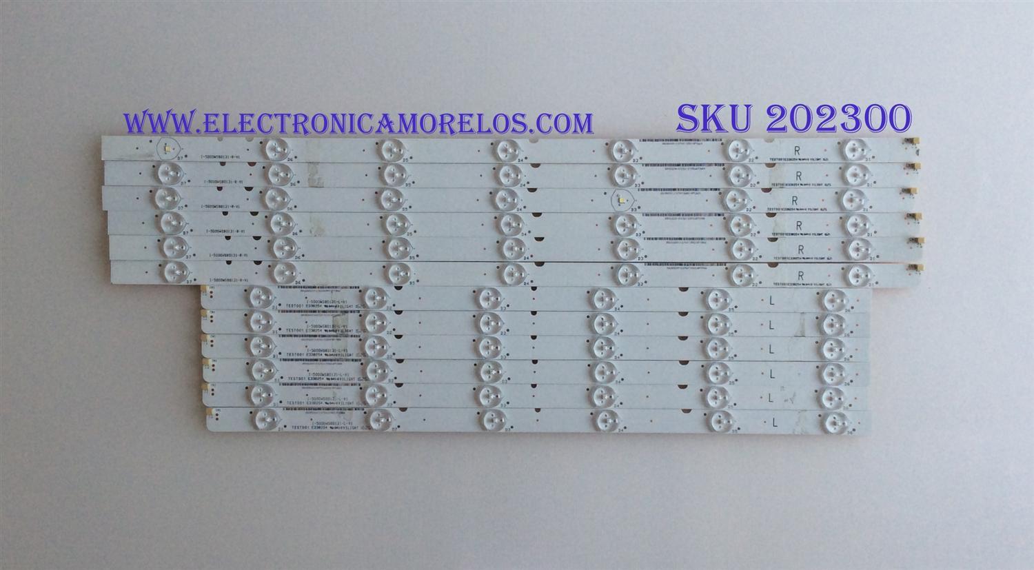 KIT DE LED´S PARA TV ( 12 PIEZAS ) / VIZIO / I-5000WS80131 / I-5000WS80131-L-V1 / 5000WS80131-R-V1 / I-5000WS80131-L-V2 /  I-5000WS80131-R-V2 / PANEL T500QVN03.0 / MODELO E5OU-D2