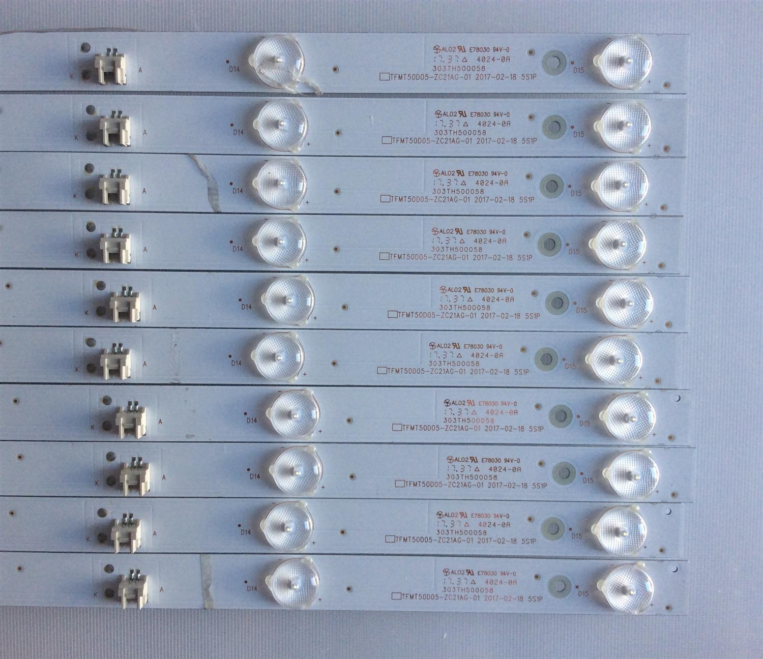 KIT DE LED'S PARA TV ELEMENT (10 PIEZAS) / NUMERO DE PARTE TFMT50D05-ZC21AG-01 / 303TH500058 / E78030 / TH500M29 / PANEL T500-0DX-DLED / DISPLAY T500QVR05.5 / MODELOS E4SFT5017 K7C4M / E4SFC5017 / WD50FB2530 - Imagen 2