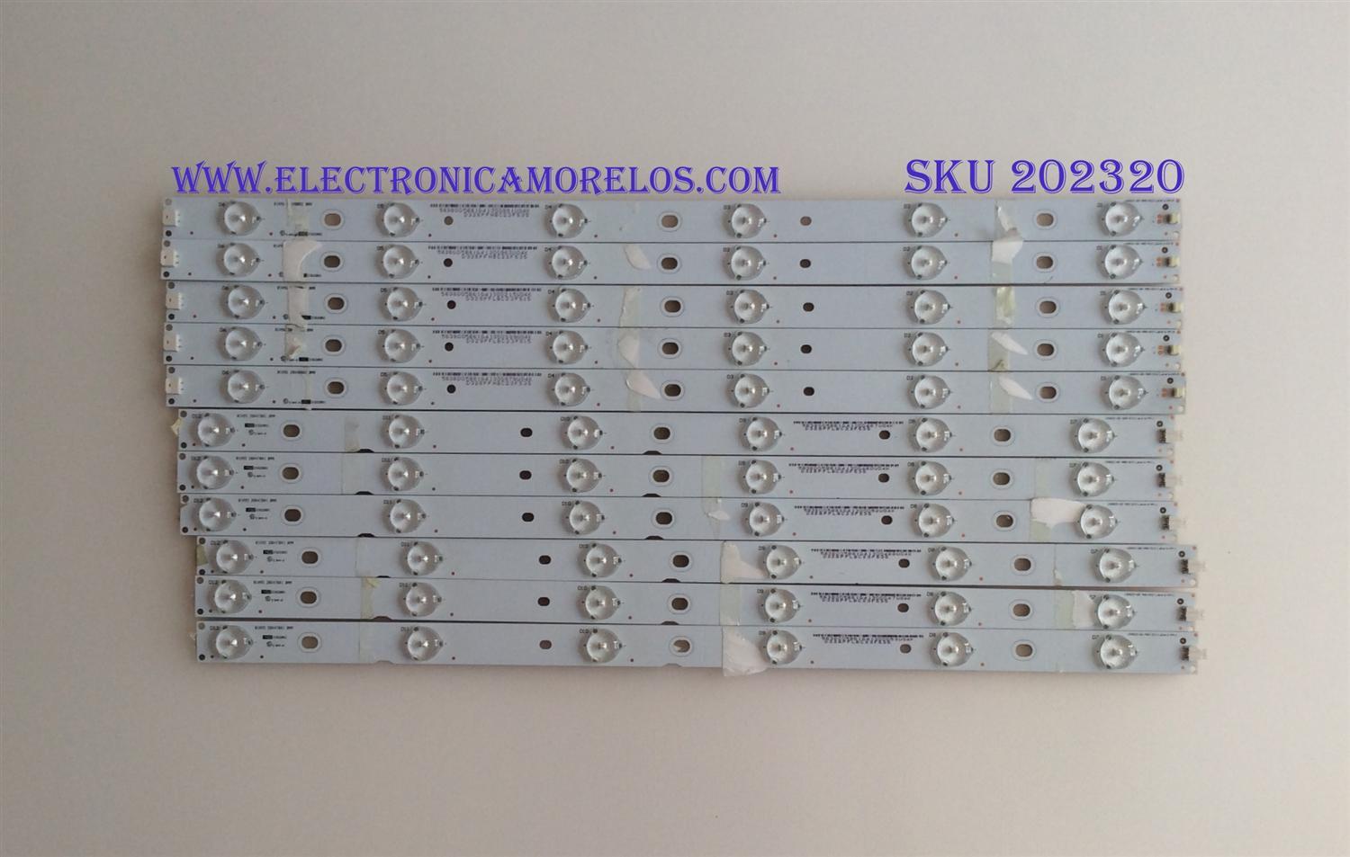 KIT DE LED'S PARA TV / NOTA IMPORTANTE:KIT CUENTA ORIGINALMENTE 12 PIEZAS (INCOMPLETO SOLO 11 PIEZAS) / VIZIO 130823-WS-480-012 / 01H95 204701.0MM / MODELO E480I-B2 / E480I-B2 LWZQP0DQ