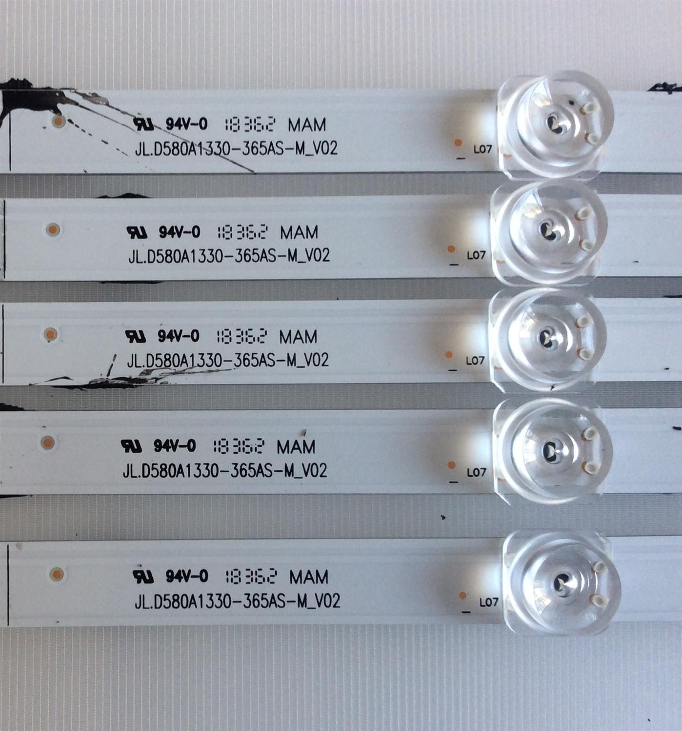KIT DE LED´S PARA TV SHARP / HISENSE (5 PIEZAS) / NUMERO DE PARTE JL.D580A1330-365AS-M_V02 / PANEL'S CV580U2-T01 / HD580S102-L1 / HD580S1U91-L1 / HD580S1U03-L1 / V580DJ4-QE1 / MODELOS LC-58Q7370U / LC-58Q7330U / LC-58Q620U / 58R6000FM / 58R6E - Imagen 3