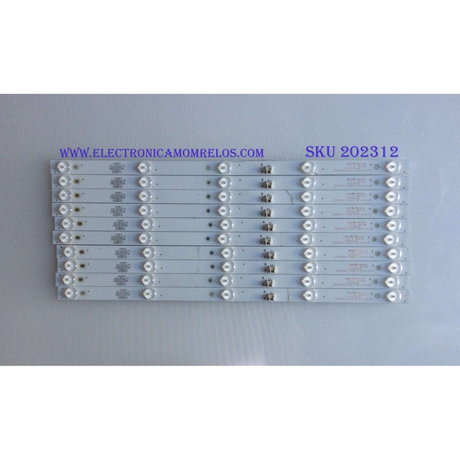 KIT DE LED'S PARA TV ELEMENT (10 PIEZAS) / NUMERO DE PARTE TFMT50D05-ZC21AG-01 / 303TH500058 / E78030 / TH500M29 / PANEL T500-0DX-DLED / DISPLAY T500QVR05.5 / MODELOS E4SFT5017 K7C4M / E4SFC5017 / WD50FB2530
