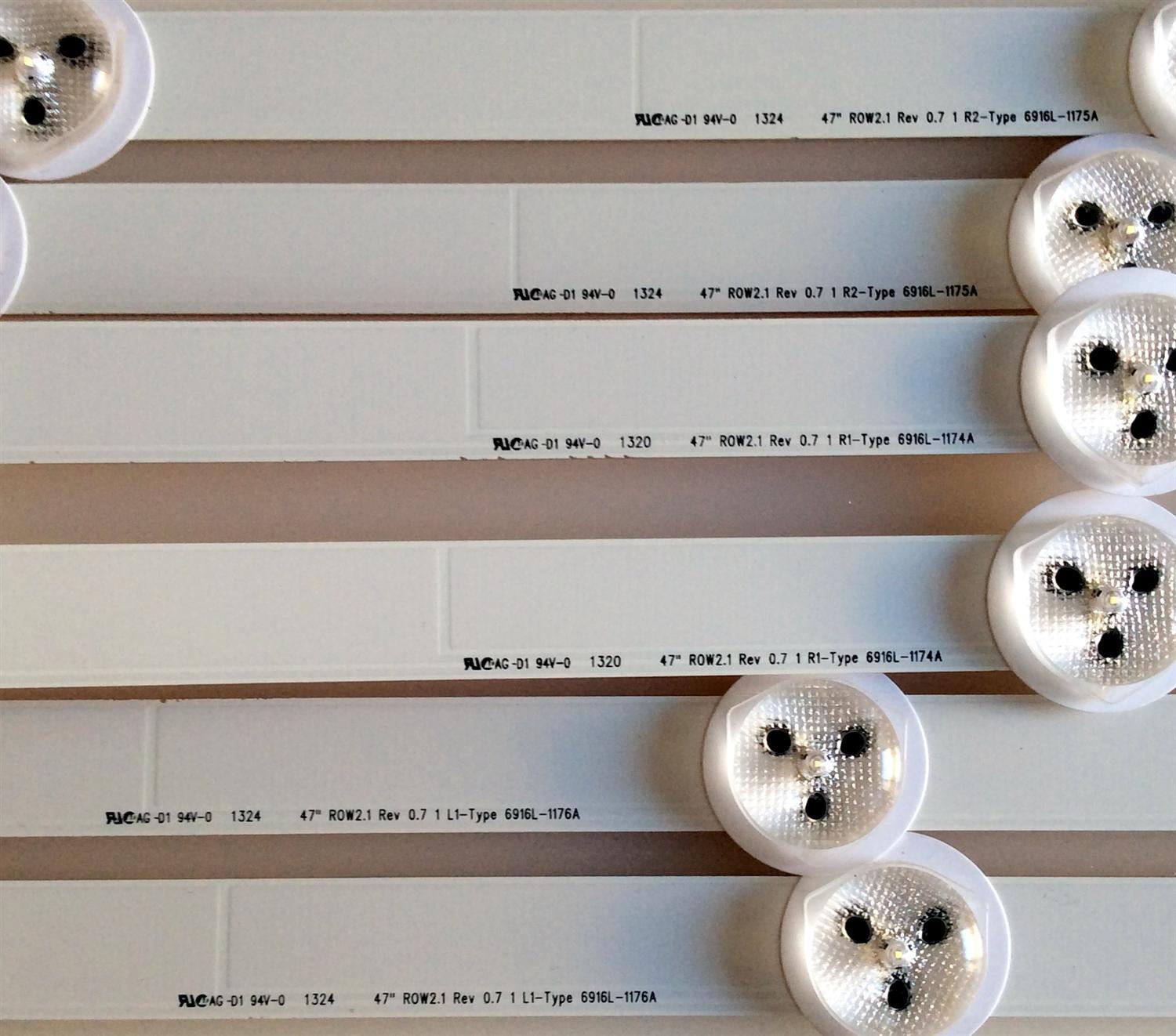 KIT DE LED`S PARA TV / NOTA IMPORTANTE:KIT CUENTA ORIGINALMENTE DE 12 PIEZAS ((INCOMPLETO SOLO 6 PIEZAS)) / LG 47¨ ROW2.1 Rev 0.7 / 6916L-1174A / 6916L-1175A / 6916L-1176A / PANEL LC470DUE (SF)(R1) / MODELO 47LN5200-UB / 47LN5200-UB.BUSYLHR - Imagen 5