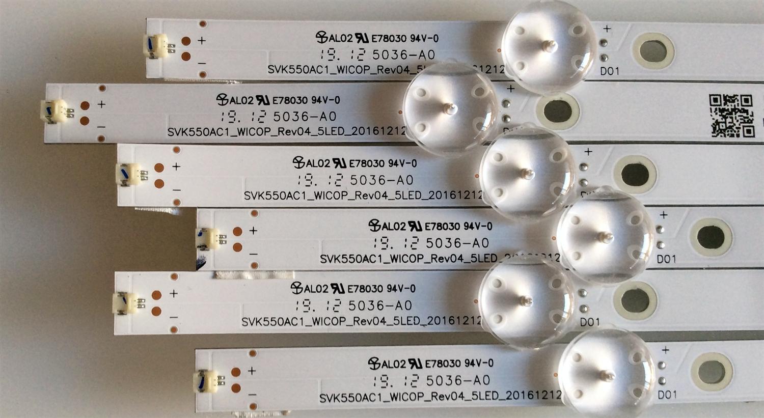 KIT DE LED`S PARA TV / NOTA IMPORTANTE:KIT CUENTA ORIGINALMENTE DE 8 PIEZAS (INCOMPLETO SOLO 6 PIEZAS) / TOSHIBA SVK550AC1 / SVK550AC1_WICOP_Rev04_5LED_20161212 / 5036-A0 / E78030 / 20161212 / K0329T / PANEL K550WDRB / MODELO 55LF621U19 Rev.A - Imagen 2
