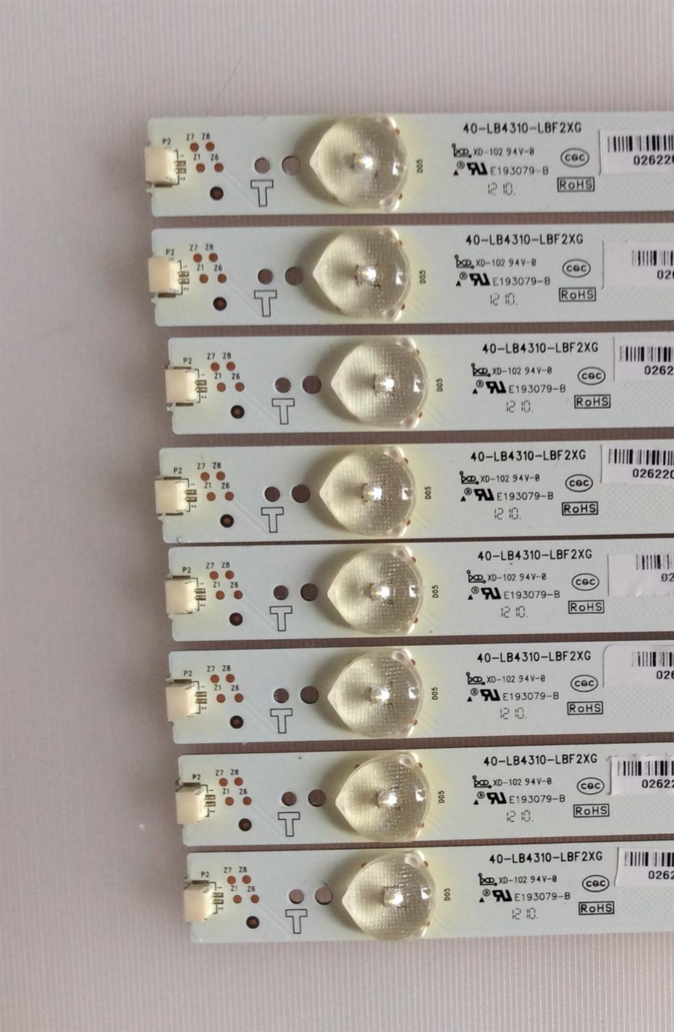 KIT DE LED'S PARA TV ( 8 PIEZAS) / SEIKI / 40-LB4310-LBF2XG / E193079-B / 0402120327 / PANEL LVF430SSTME27 V3 / MODELO SE55UY04 - Imagen 2