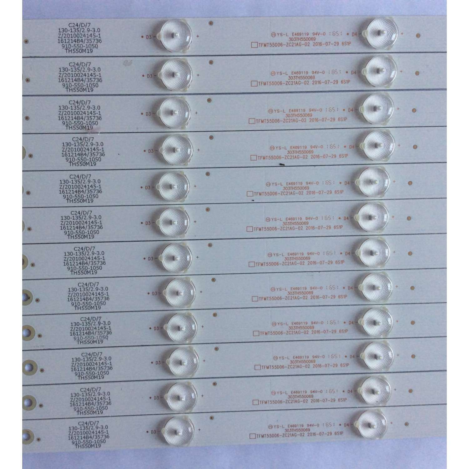  KIT DE LED´S PARA TV WESTINGHOUSE ((12 PIEZAS)) / NUMERO DE PARTE TFMT55D06-ZC21AG-02 / 303TH550069 / TH550M19 / E469119 / PANEL'S T550QVN05 / T550QVN03.0 / T550-DXA-DLED / DISPLAY LSC550FN05-J03 / MODELO WD55UT4490 TW-04441-A055I / TW-04451-N055A - Imagen 2