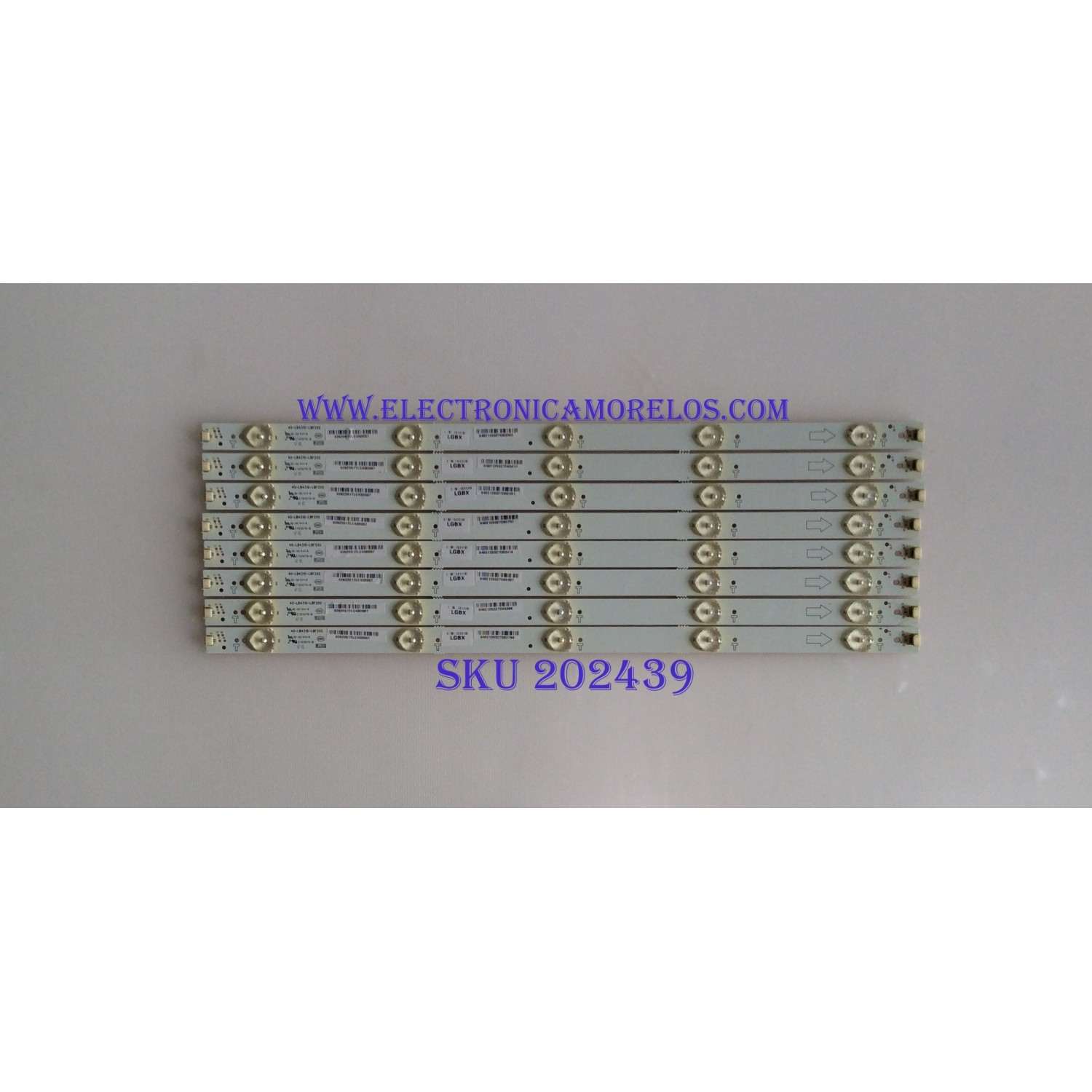 KIT DE LED'S PARA TV ( 8 PIEZAS) / SEIKI / 40-LB4310-LBF2XG / E193079-B / 0402120327 / PANEL LVF430SSTME27 V3 / MODELO SE55UY04
