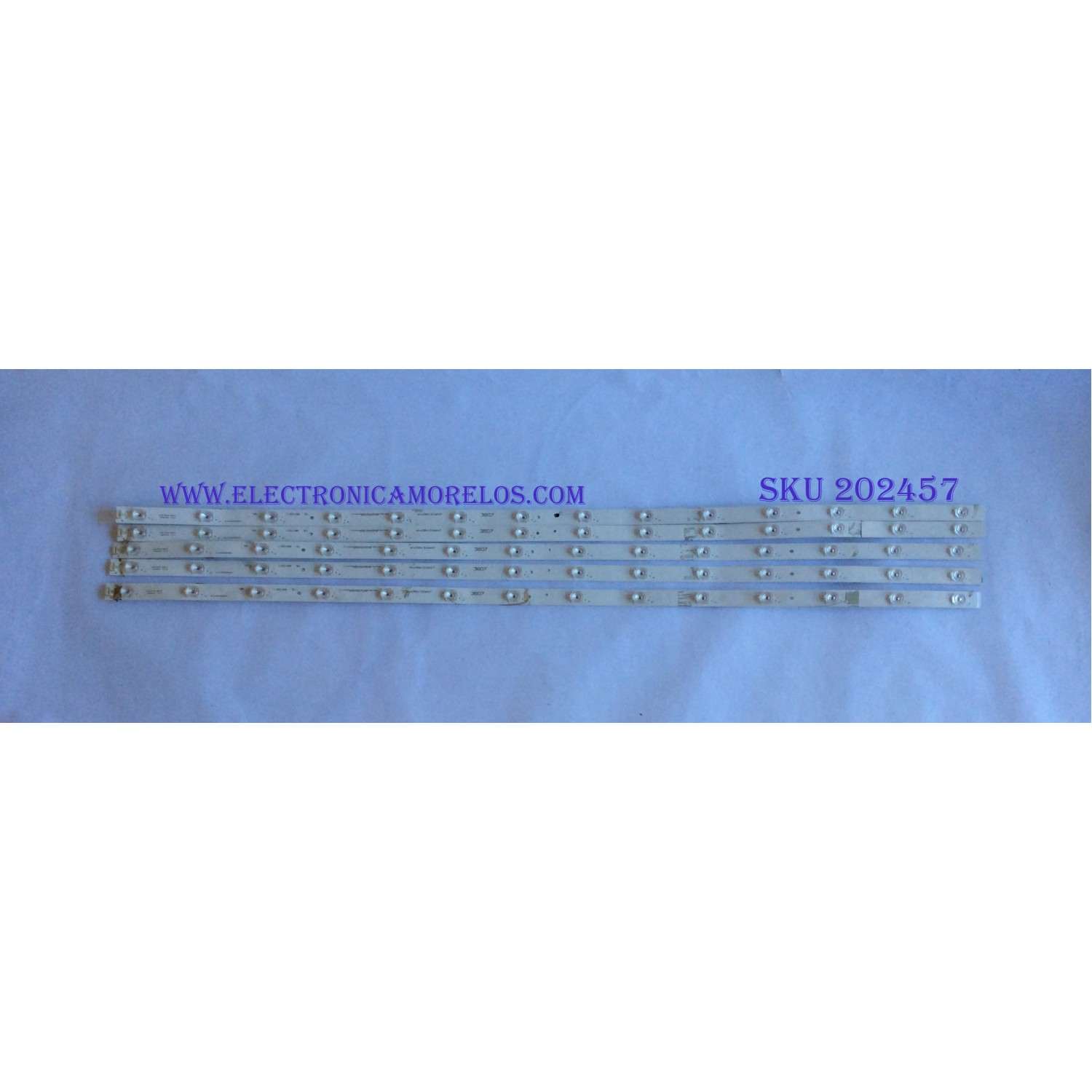 KIT DE LEDS PARA TV HISENSE ORIGINAL 5 PIEZAS / NUMERO DE PARTE IC-A-CNDN55D975 / 1190188 / 1190188 B1 / MHM36N120WKK7 / MHM37N120WKK7 / PANEL HD550S1U51-T0L3 / MODELO 55H8E
