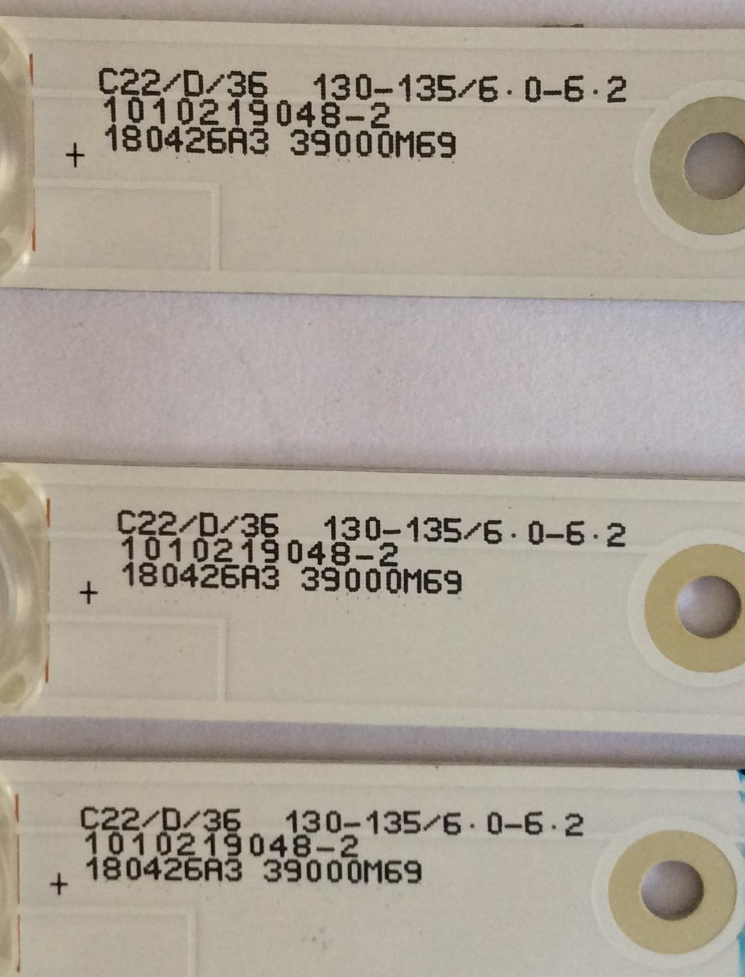 KIT DE LED`S PARA TV (3 PIEZAS) / INSIGNIA 1010219048-2 / LED39D07-ZC23AG-09 / 30339007039 / E493461 / 180426A3 / 39000M69 / C22/D/36 / 130-135/6 / PANEL T390XVN02.0 / MODELO NS-39D310NA19 - Imagen 2