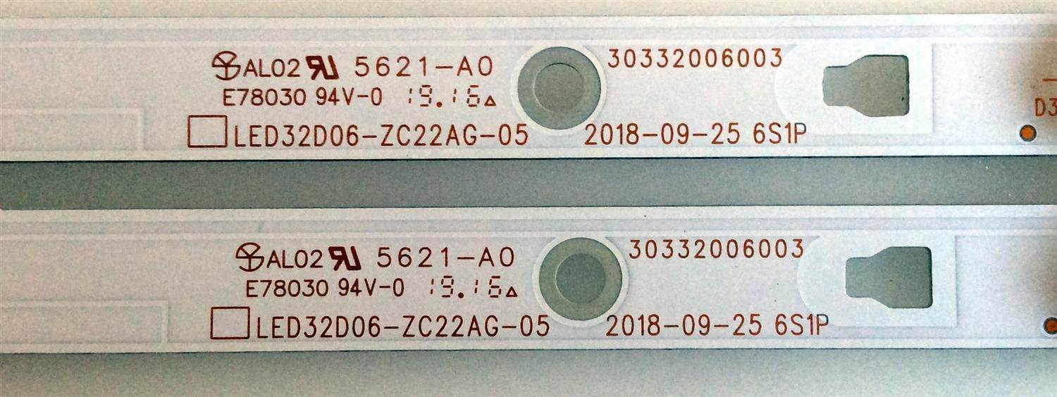 KIT DE LED`S PARA TV (2 PIEZAS) / INSIGNIA LED32D06-ZC22AG-05 / 30332006003 / 1010295726-2 / 190429BF2 / E78030 / 5621-A0 / 2018-09-25 6S1P / C22/D/34 / 145-150/3.0-3.1 / PANEL V320BJ8-Q01-C1 / MODELO NS-32D22NA20 - Imagen 3