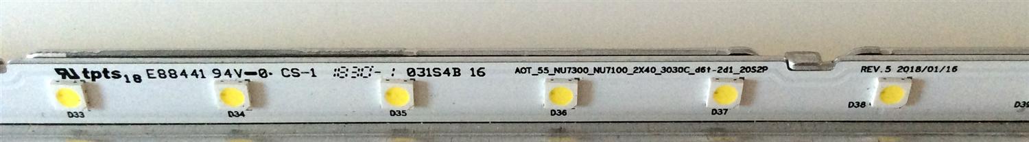 LED PARA TV SAMSUNG / NUMERO DE PARTE BN96-45913A / BN61-15485A / AOT_55_NU7300_NU7100_2X40_3030C_d6t_2d1_20S2P REV.5 / 01809102 / PANEL CY-NN055HGLV6H / MODELOS UN55NU7090 / UA55NU7470 / LH55QBNEB / HG55NJ670 / MAS MODELOS CHECAR EN DESCRIPCION - Imagen 4