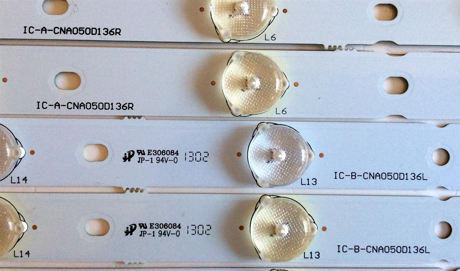 KIT DE LED`S PARA TV (10 PIEZAS) / VIZIO IC-B-CNA050D136L / IC-A-CNA050D136R / CNA050D136R / XC036-4059DA2 / LXC036 / LXCO36 / E306084 PANEL T500HV01.0 / D500D3-GW50-C0X / MODELO ELEFW502 - Imagen 2