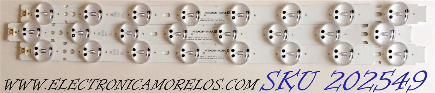KIT DE LED´S PARA TV (3 PIEZAS) / LG EAV63992801 / HC500DQN-VCUR/L / EAV6 3992 801 / SSC_50UK63/65 / SSC_50UK63/65_INX_25mm_2.3p1_20171120 / PANEL NC500DQE / MODELO 50UK6500AUA / 50UK6500AUA.BUSJLOR