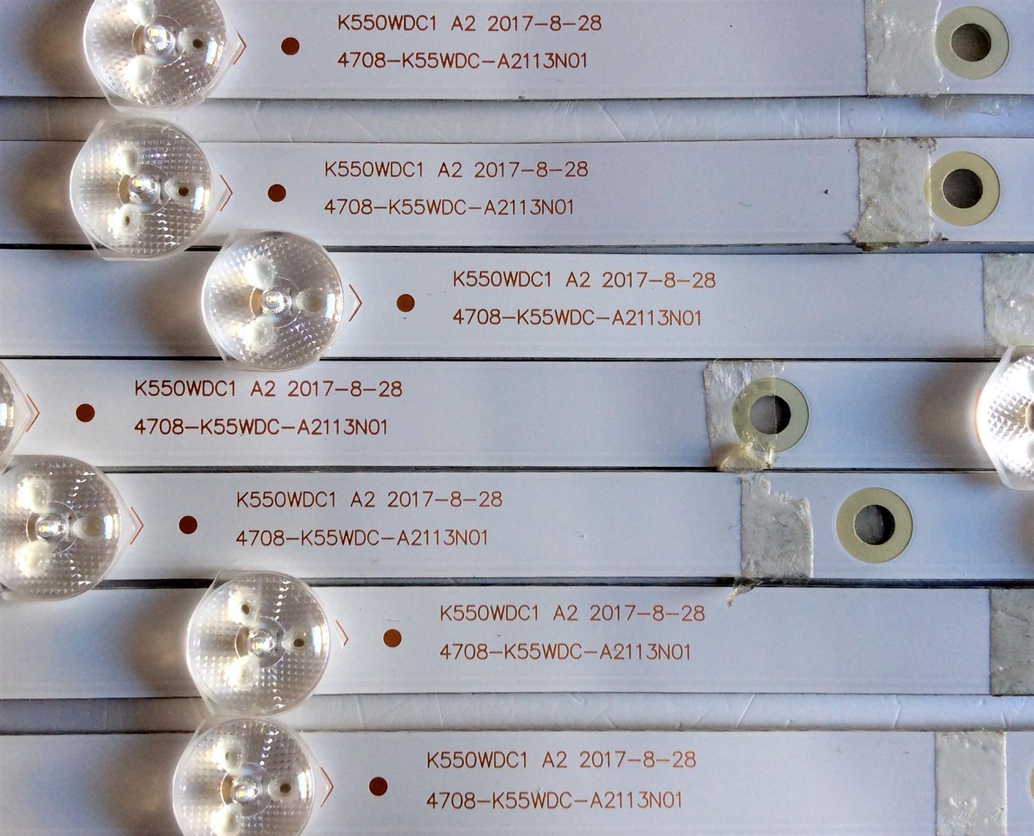 KIT DE LED´S PARA TV W BOX / NUMERO DE PARTE 4708-K55WDC-A2113N01 / K550WDC1 A2 / K550WDC117C098 / X-C71-K9-F15 / K550WDC1 / 471R1P79 / E486558 / CALA-01 / PANEL K550WDC2 / MODELO 0E-55LED4K - Imagen 4