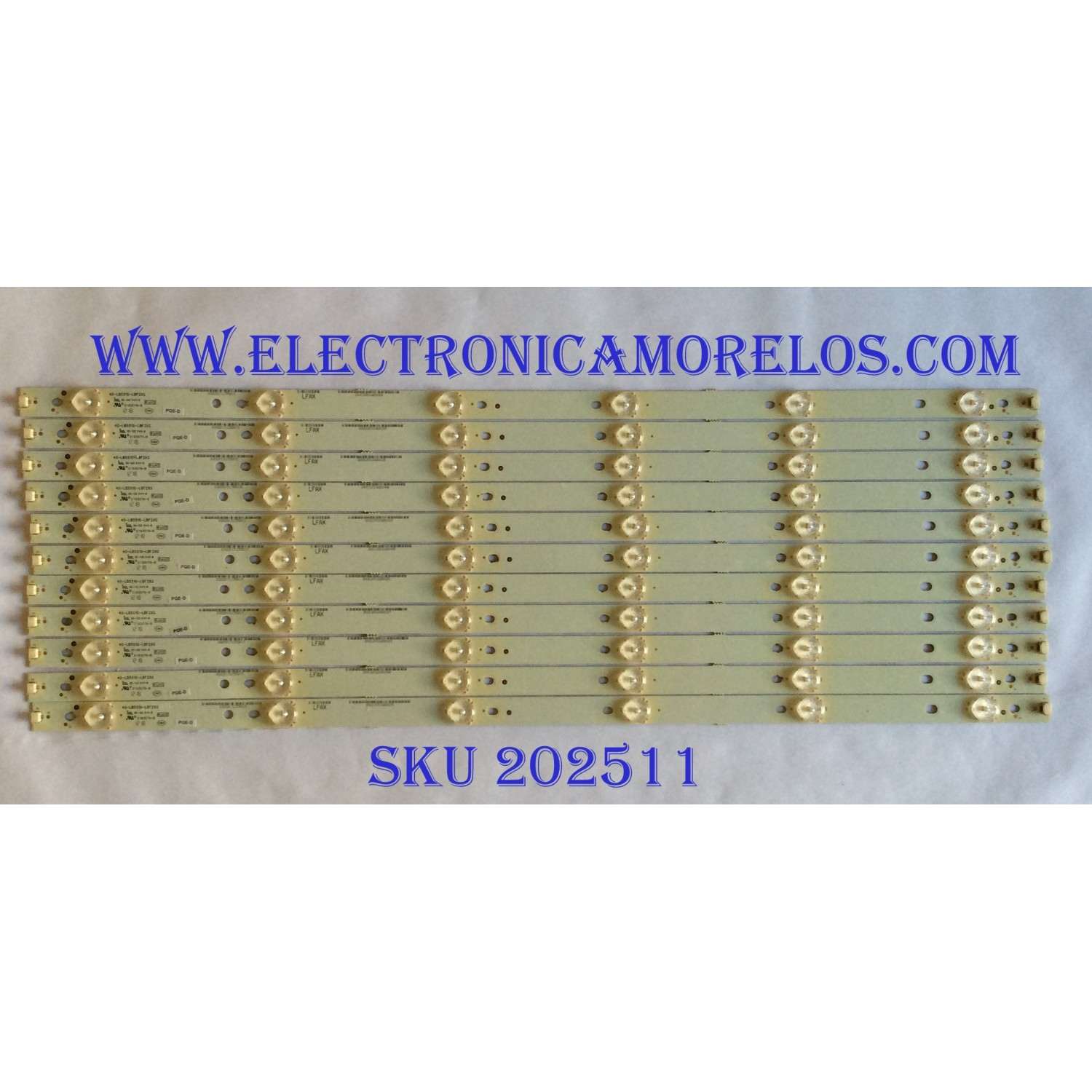 KIT DE LED`S PARA TV (11 PIEZAS) / BERKSHIRE 40-LB5510-LBF2XG / 2006120510AD00 / 0262201TCL55D015 / LFAX / E193079-B / PANEL LVF550SSTM (E6)(V2) / MODELO LE55FHDF3300ZB