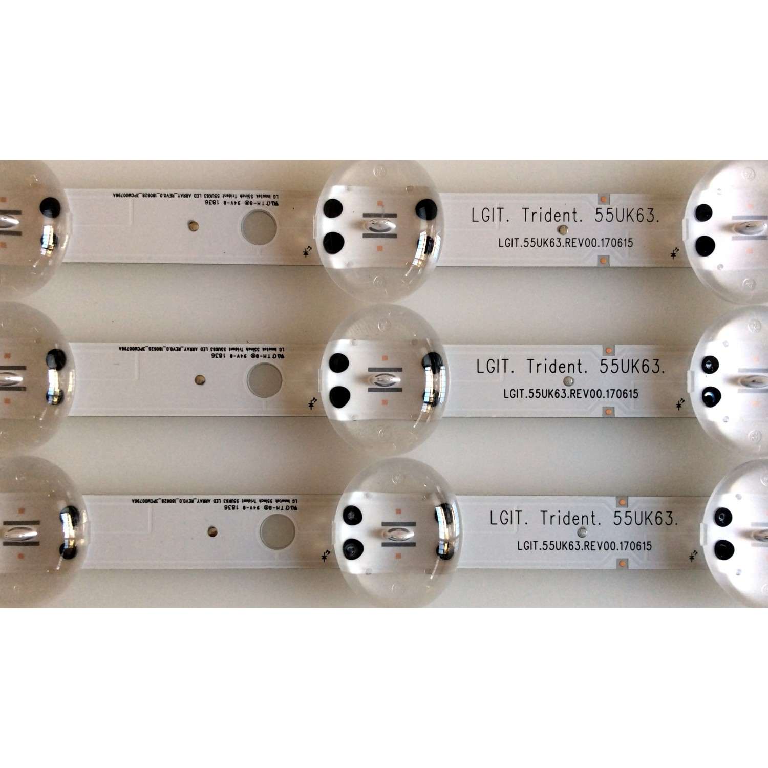 KIT DE LED`S PARA TV (3 PIEZAS) / LG 3PCM00796A / EAV63992902 / EAV 6399 2902 / LGIT.Trident.55UK63 / LGIT.55UK63.REV00.170615 / AGRC1A61B / LG Innotek 55inch Trident 55UK63 / 180628 / PANEL NC550DGG-AAGX1 /  MODELO 55UK6090PUA / 55UK6090PUA.BUSWLOR - Imagen 3
