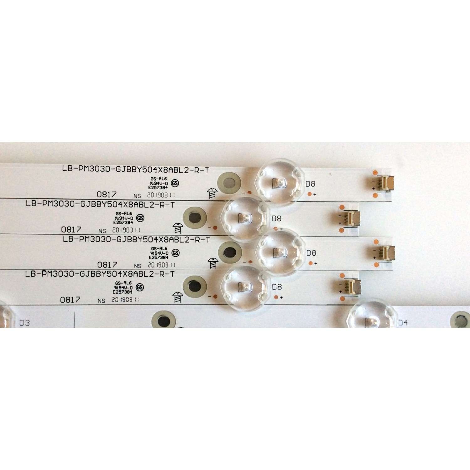 KIT DE LEDS ORIGINAL PARA TV INSIGNIA 8 PIEZAS / NUMERO DE PARTE GJBBY504X8ABL2 / LB-PM3030-GJBBY504X8ABL2-L-T /GJBBY504X8ABL2-R-T /LB-PM3030-GJBBY504X8ABL2-L-Y/ LB-PM3030-GJBBY504X8ABL2-R-Y /PANEL TPT500B5 -U1T01D/ MODELO NS-50DF710NA19 / NS-50DF711SE21 - Imagen 3