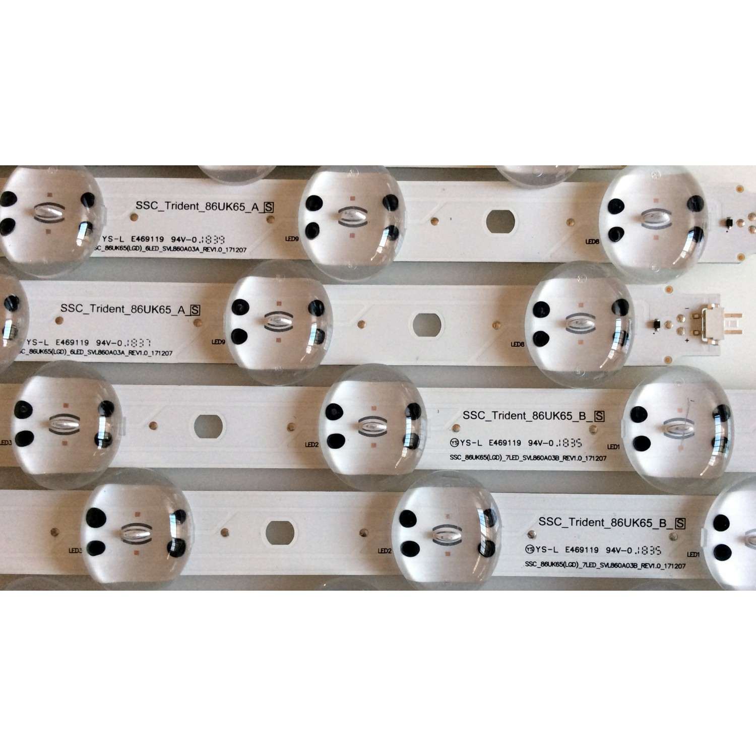 KIT DE LED`S PARA TV LG (12 PIEZAS) / EAV64092001 / EAV64091901 /  SSSSC_TRIDENT_86UK65_B_S / SSC_86UK65(LGD)_6LED_SVL860A03A / SSC_86UK65 / SVL860A03B / PANEL'S HC860DQF-SLUR1 / HC860DQF-SLUR3 / HC860DQF-SLUR5 / MODELOS 86UK6570PUB / 86UM8070AUB - Imagen 2