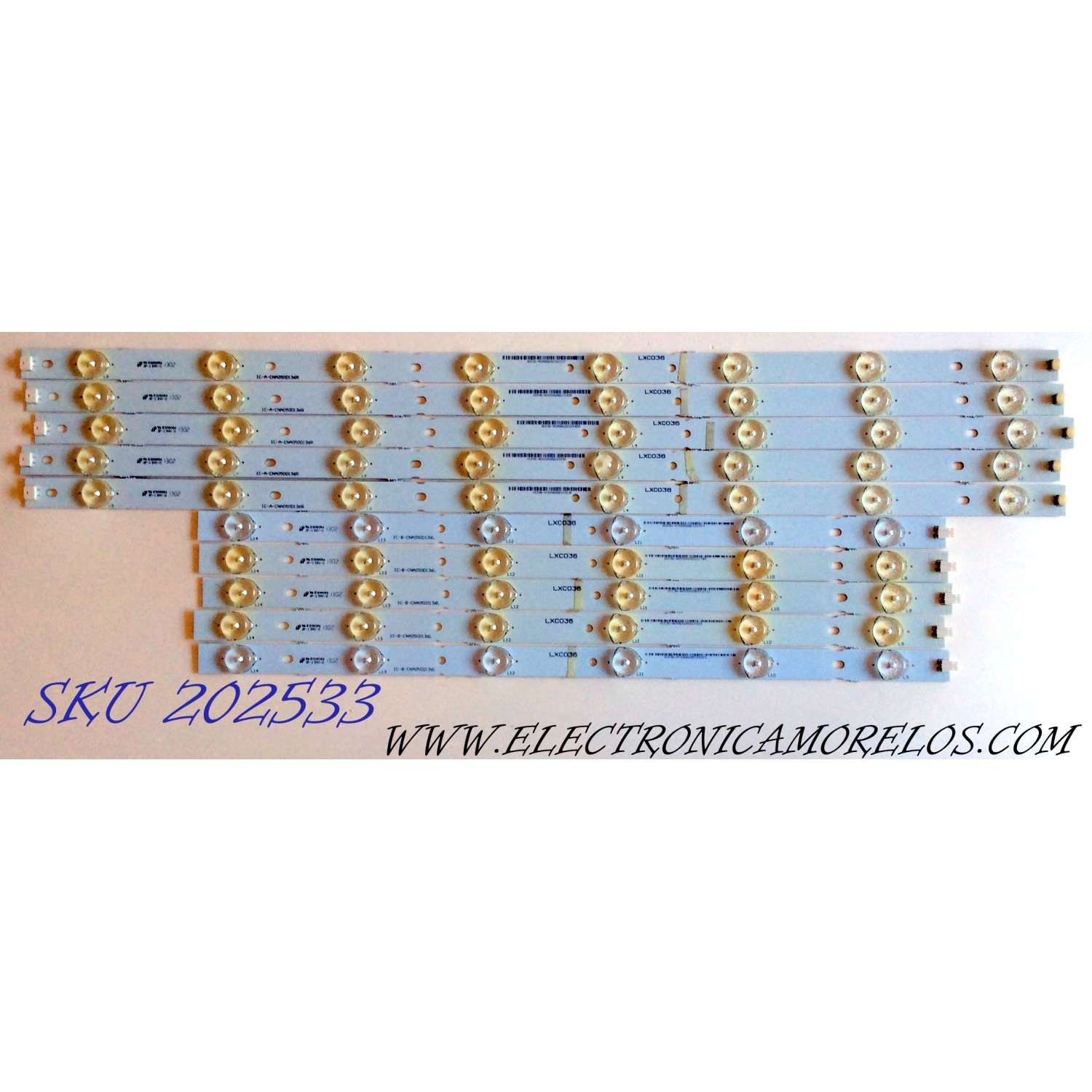 KIT DE LED`S PARA TV (10 PIEZAS) / VIZIO IC-B-CNA050D136L / IC-A-CNA050D136R / CNA050D136R / XC036-4059DA2 / LXC036 / LXCO36 / E306084 PANEL T500HV01.0 / D500D3-GW50-C0X / MODELO ELEFW502
