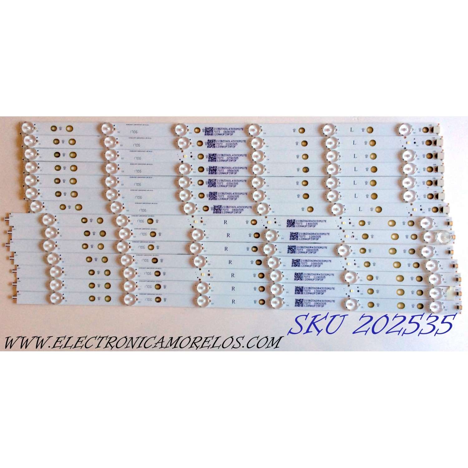 KIT DE LEDS ORIGINAL PARA TV INSIGNIA 14 PIEZAS / NUMERO DE PARTE LBM550P0601 / LBM550P0601-JM-3 / LBM550P0601-JN-4 / 115NAUP39F0F / 210BZ06DL43030M27E / 210BZ06DR43030M27E / PANEL TPT550U1-QVN05.U / MODELO NS-55DR710NA17 / NS-55DR710NA17 REV:C