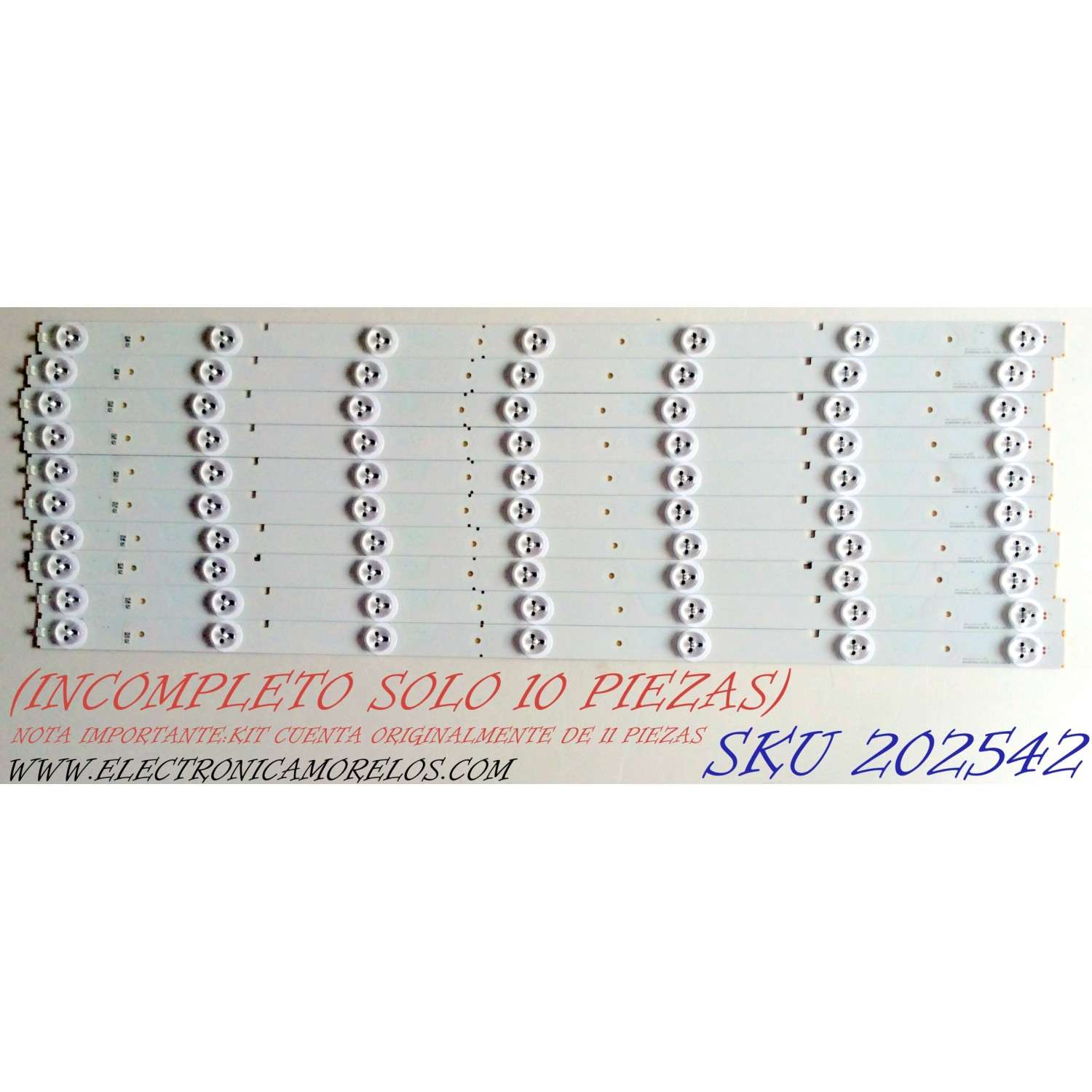 KIT DE LED´S PARA TV / NOTA IMPORTANTE:KIT CUENTA ORIGINALMENTE DE 11 PIEZAS (INCOMPLETO SOLO 10 PIEZAS) / HISENSE / INSIGNIA SVH55AA2_REV05_7LED_130719 / SVH550AA2 / 130719 / PANEL HD550DF-B57\S4\BBY/ MODELO S55K20DG / 55K23DG / 55K23DGW / NS-55D550NA15