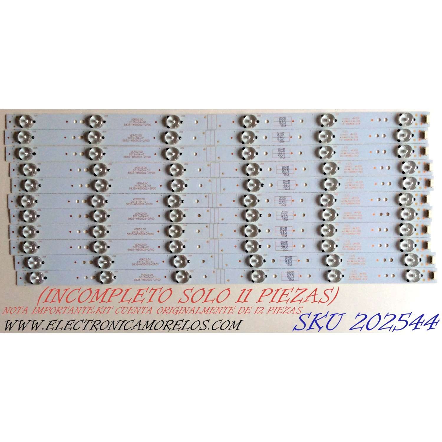 KIT DE LED´S PARA TV / NOTA IMPORTANTE:KIT CUENTA ORIGINALMENTE DE 12 PIEZAS (INCOMPLETO SOLO 11 PIEZAS) / LG 10-10065A-01A / 5835-W50002-2P00 / E249823 / BG7C5 3340S X69Y / BG7C53340SX69Y / PANEL RDL500WY (QD0-00H) Rev:00 / MODELO / 50UH5530-UB.CUSJLH