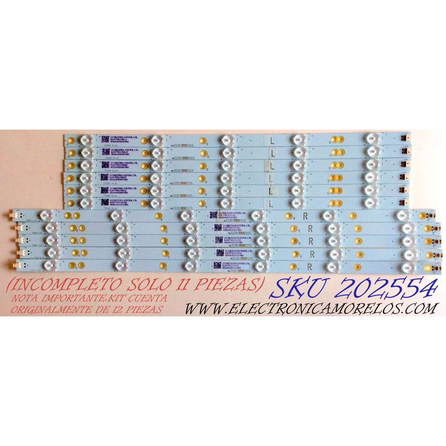 LEDS PARA TV SEIKI / NUMERO DE PARTE. 74.46T04.006-3-SN1 / PANEL T460HW08 V.D / MODELO SE461TS