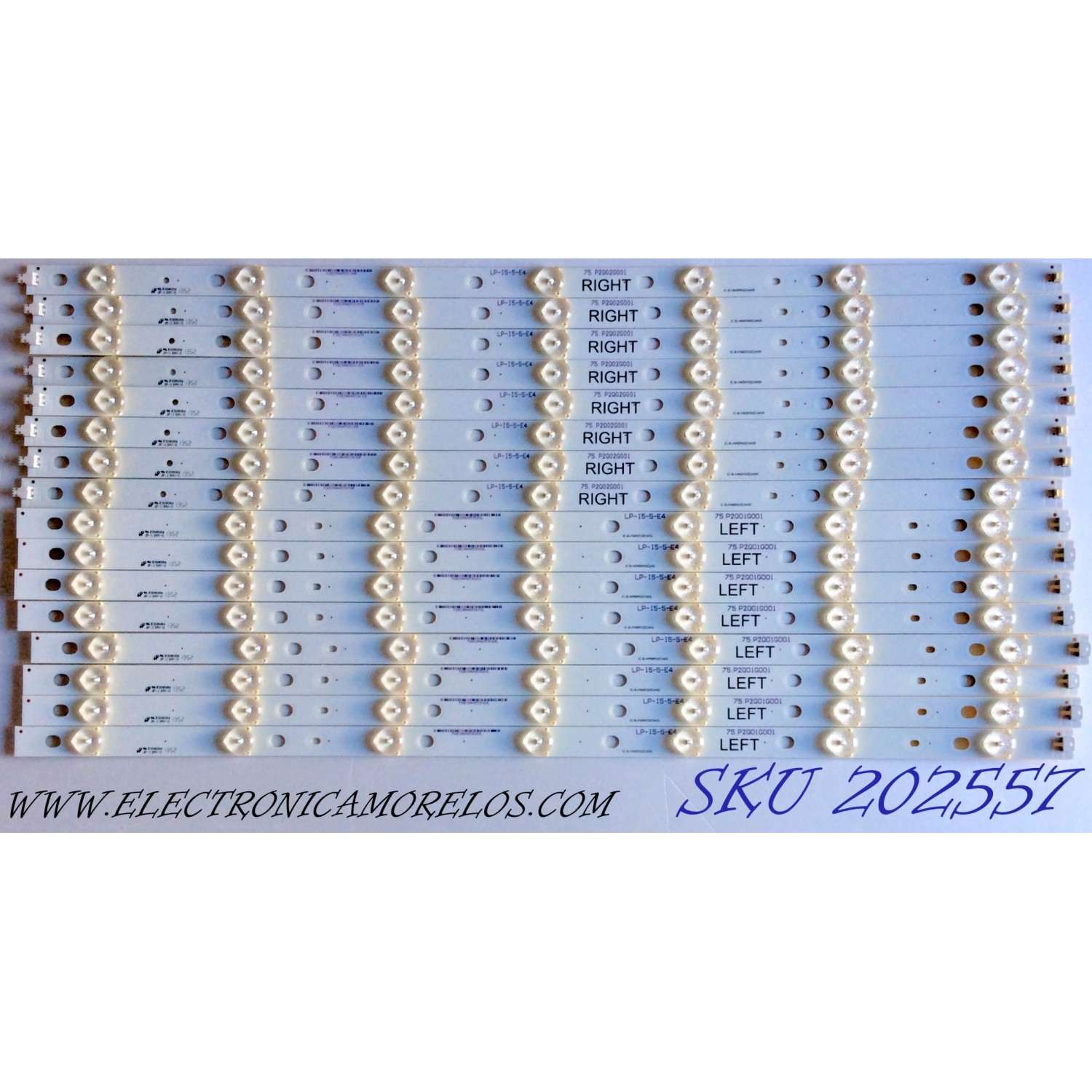 KIT DE LED´S PARA TV (16 PIEZAS) / PANASONIC IC-B-HWBR55D345 / IC-B-HWBR55D345R / IC-B-HWBR55D345L / 75.P2Q01G001 / 75.P2Q02G001 / LP-I5-5-E4 / P2QE24MA4853 / PANEL PAV5533-01 / MODELO TC-55AS530U